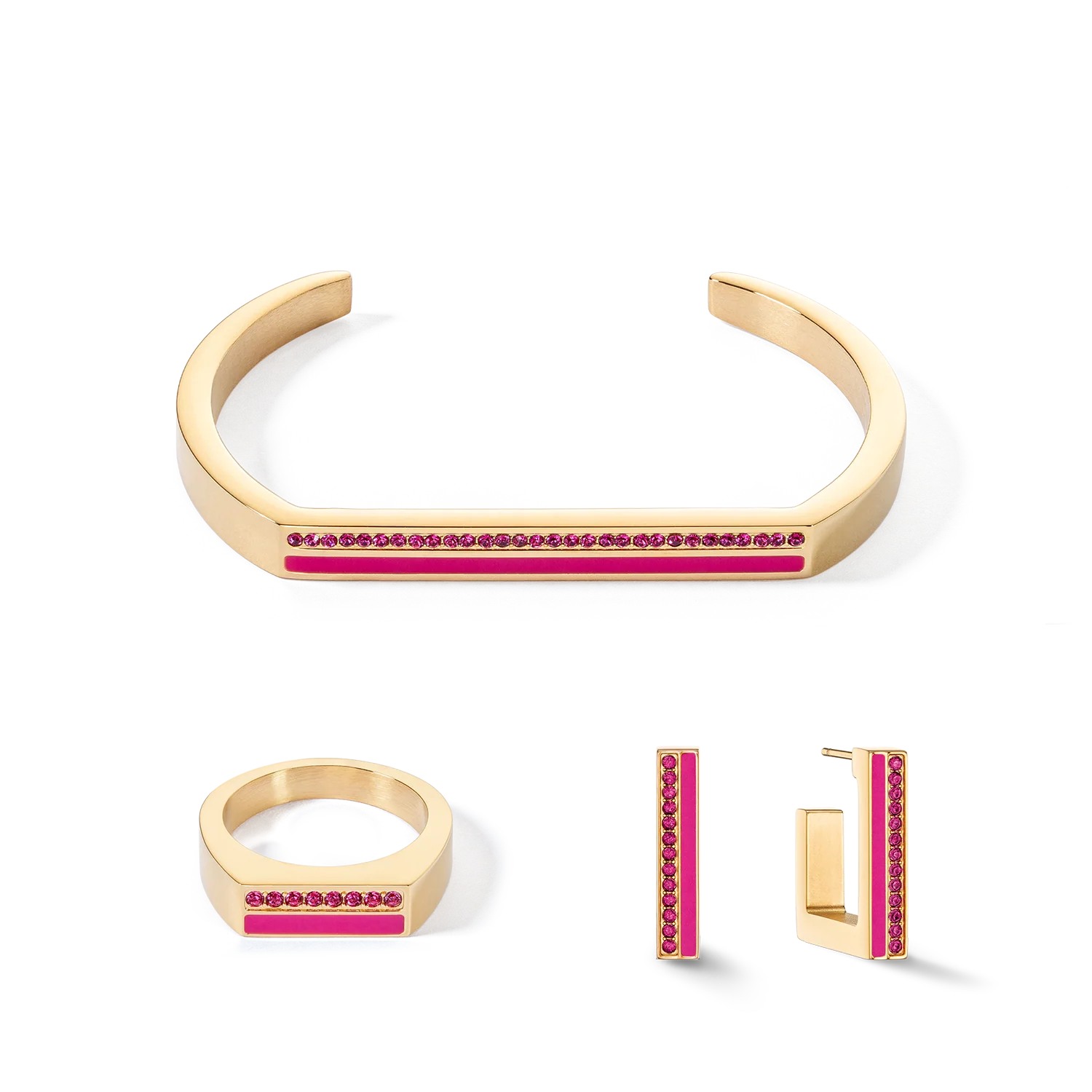Bangle Cuff Square Stripes gold-pink - Image 3