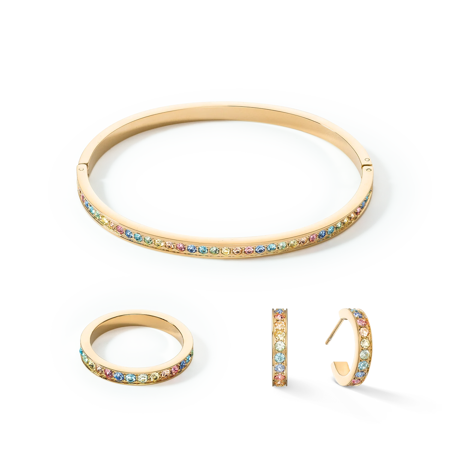 Bangle stainless steel & crystals gold multicolour pastel 17 - Image 3