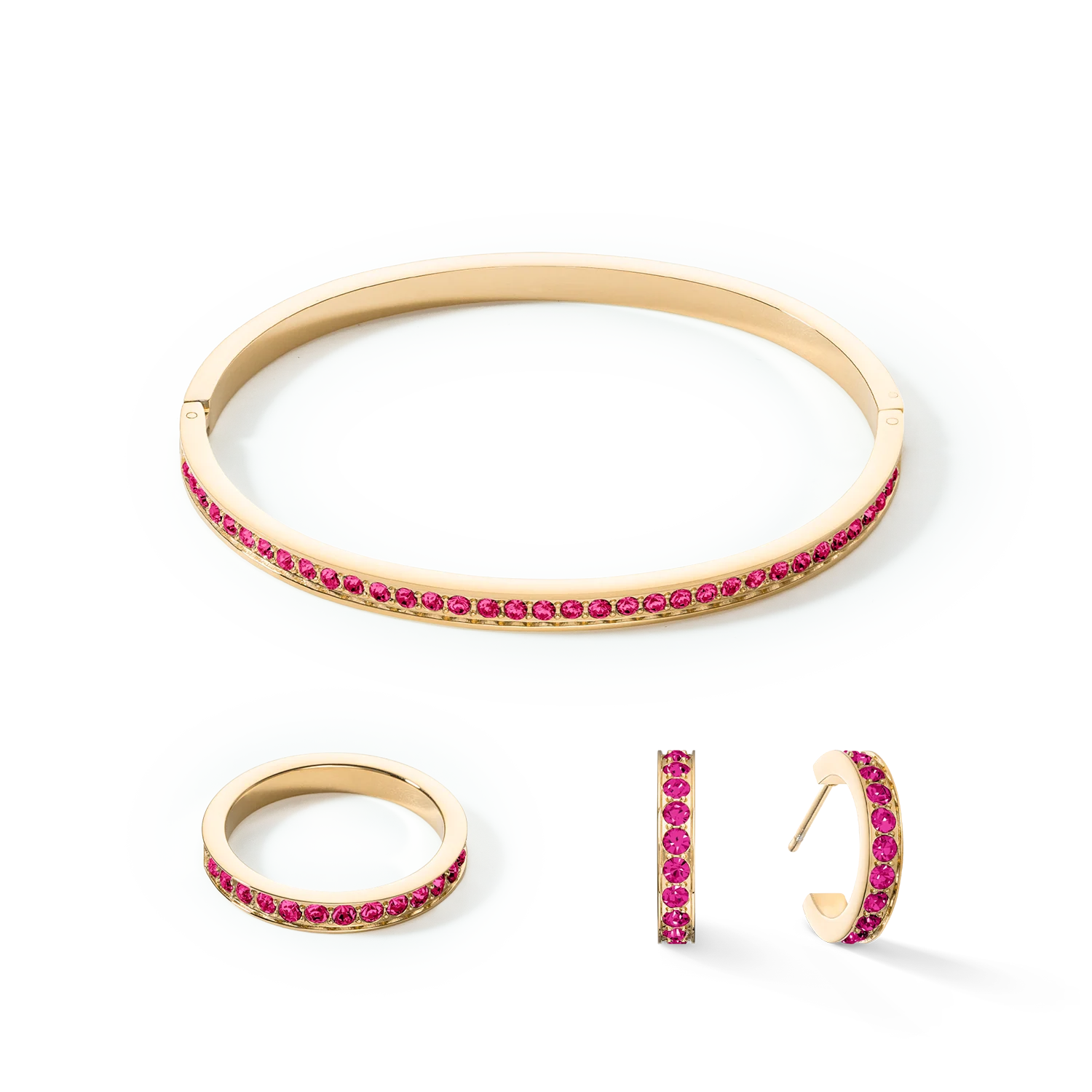 Bangle stainless steel & crystals gold pink 17 - Image 3
