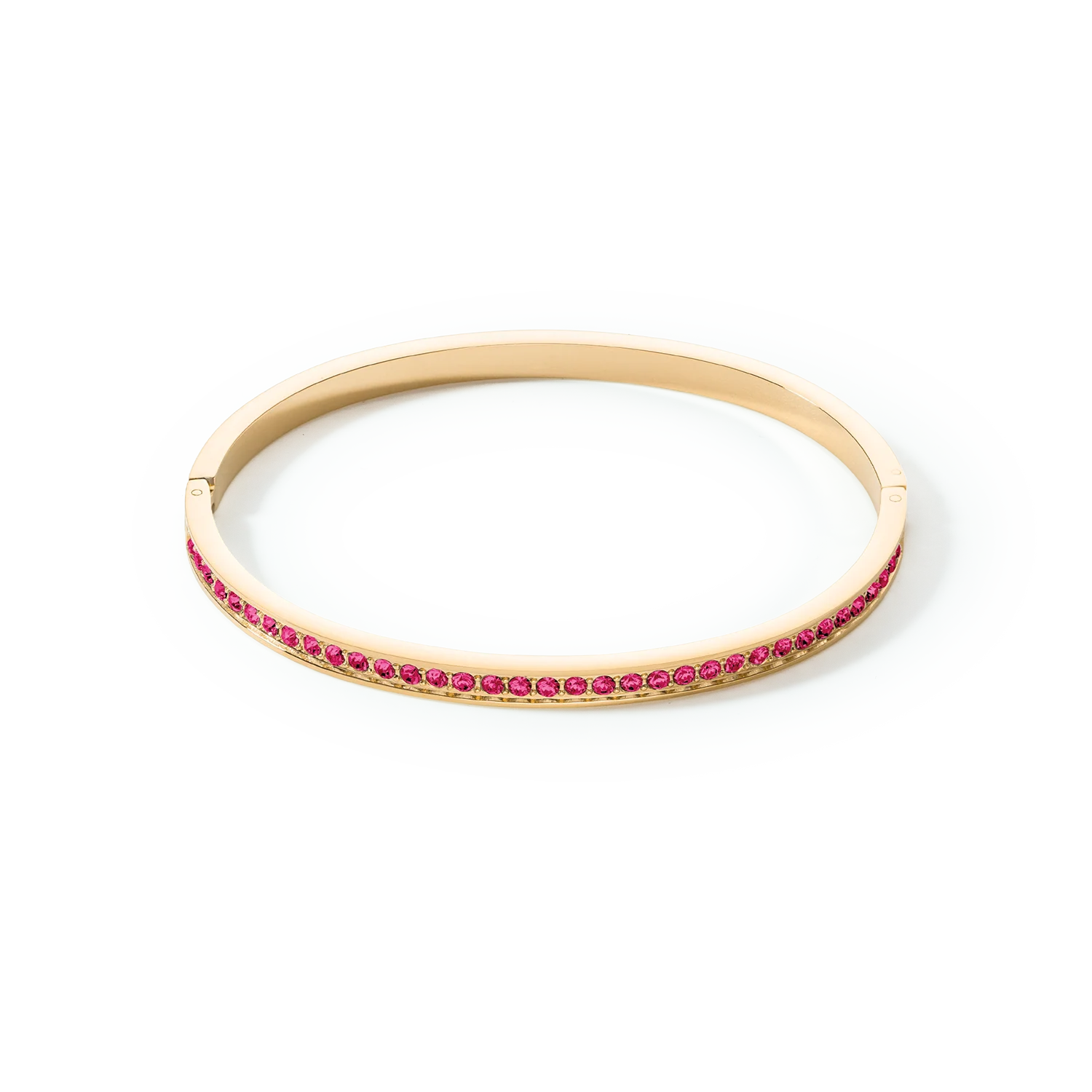 Bangle stainless steel & crystals gold pink 19