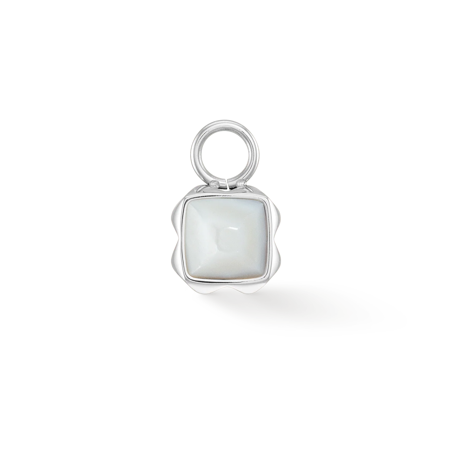 Birthstone April Charm White Quartz Silver