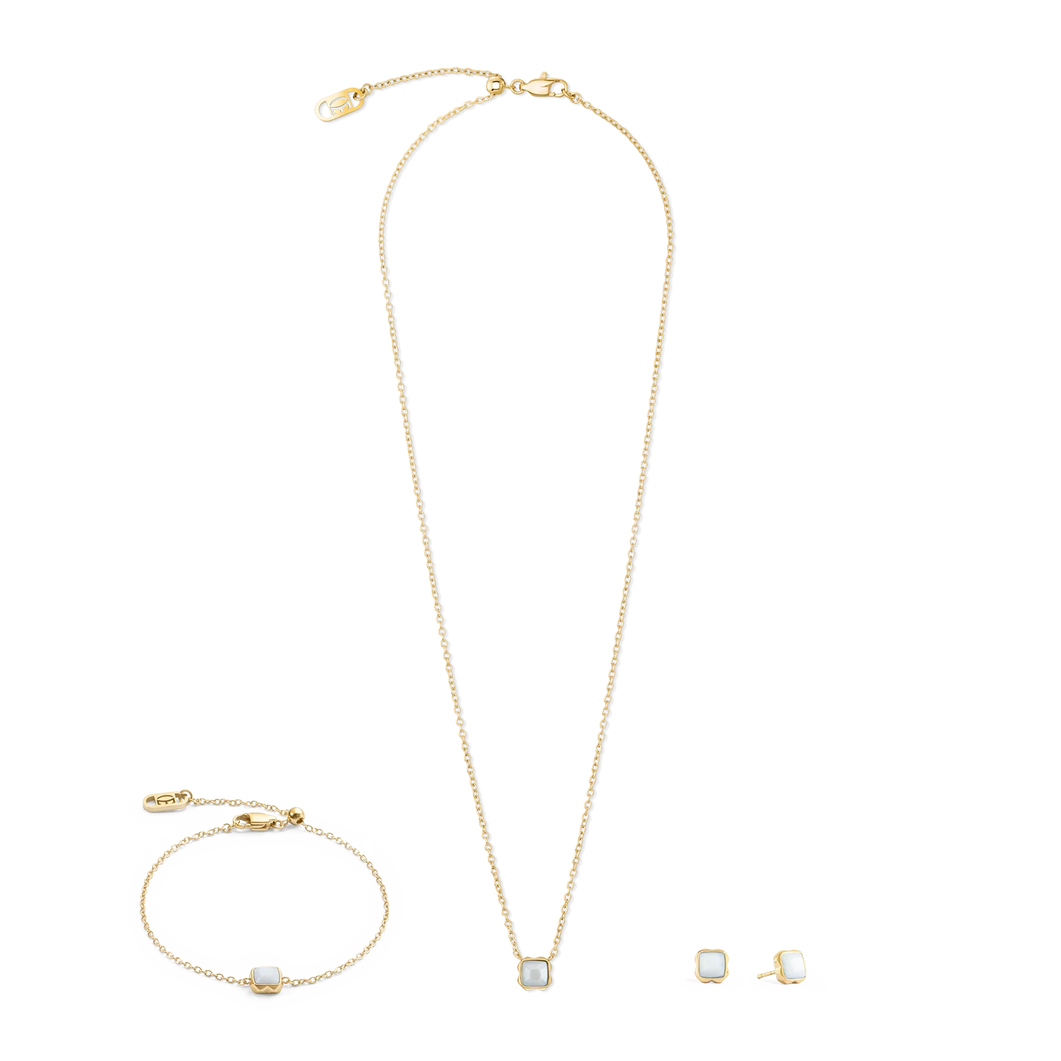 Birthstone April Necklace White Quartz Gold - Image 3