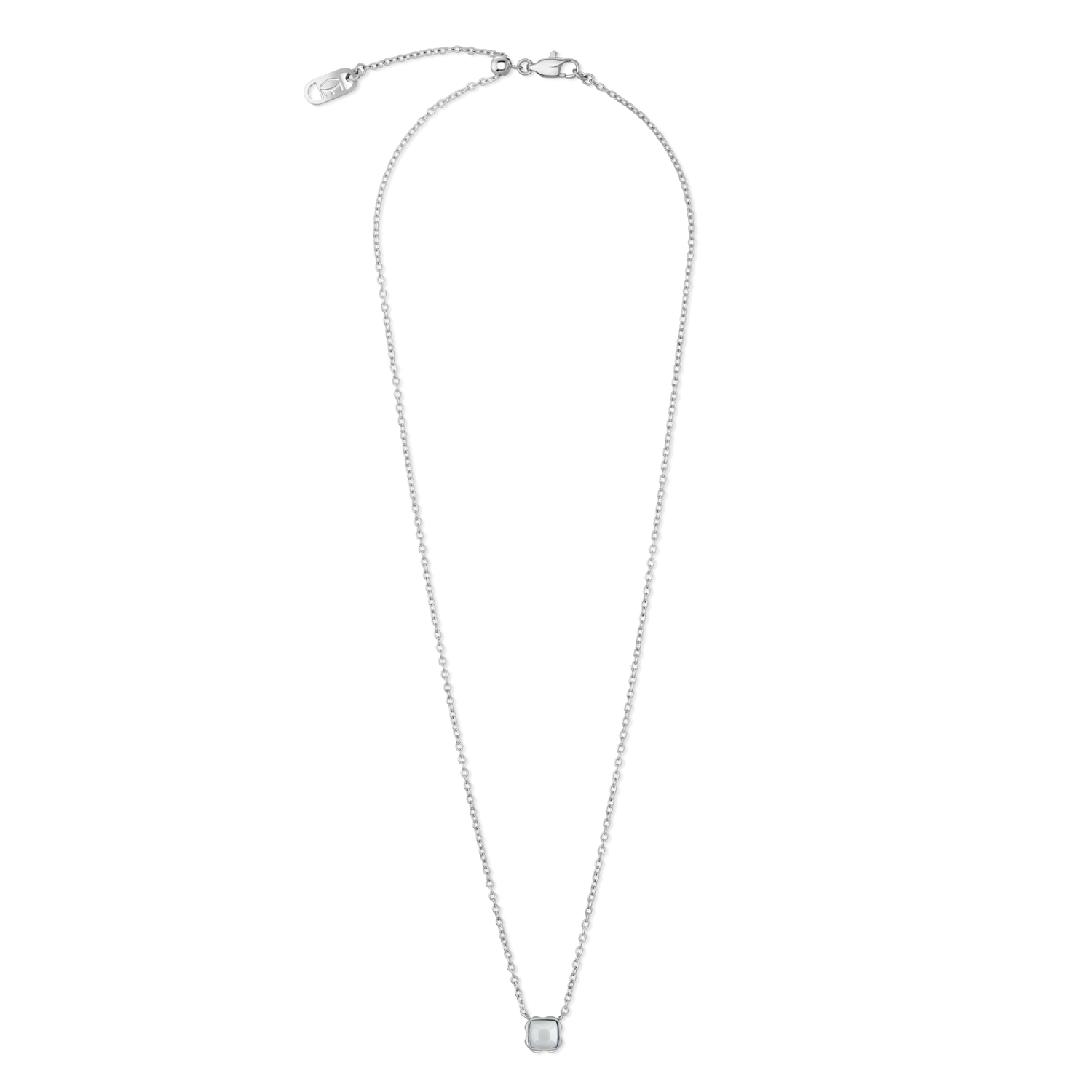 Birthstone April Necklace White Quartz Silver