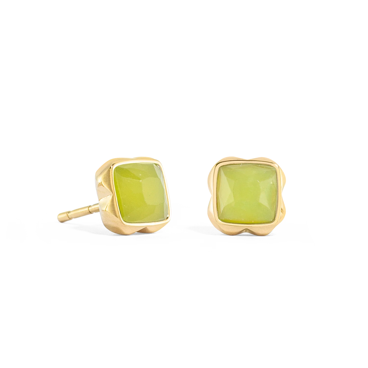 Birthstone August Earrings Green Jade Gold