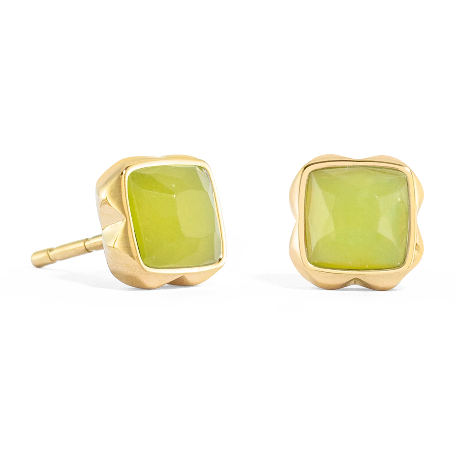 Birthstone August Earrings Green Jade Gold - Image 2