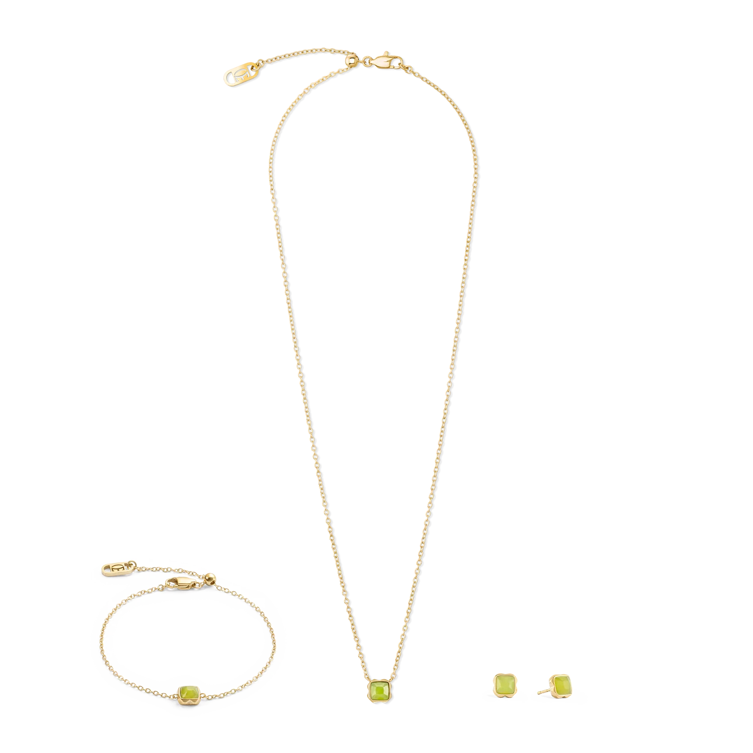 Birthstone August Necklace Green Jade Gold - Image 3