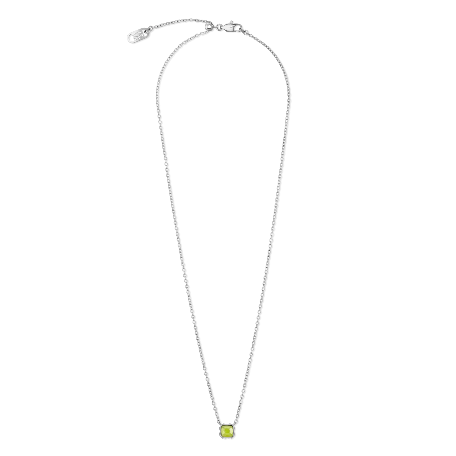 Birthstone August Necklace Green Jade Silver