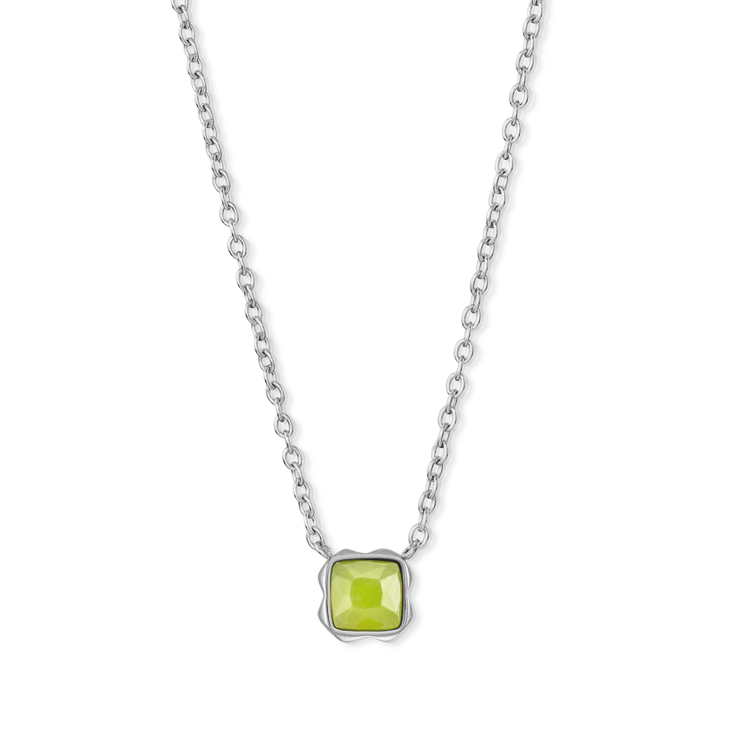 Birthstone August Necklace Green Jade Silver - Image 2