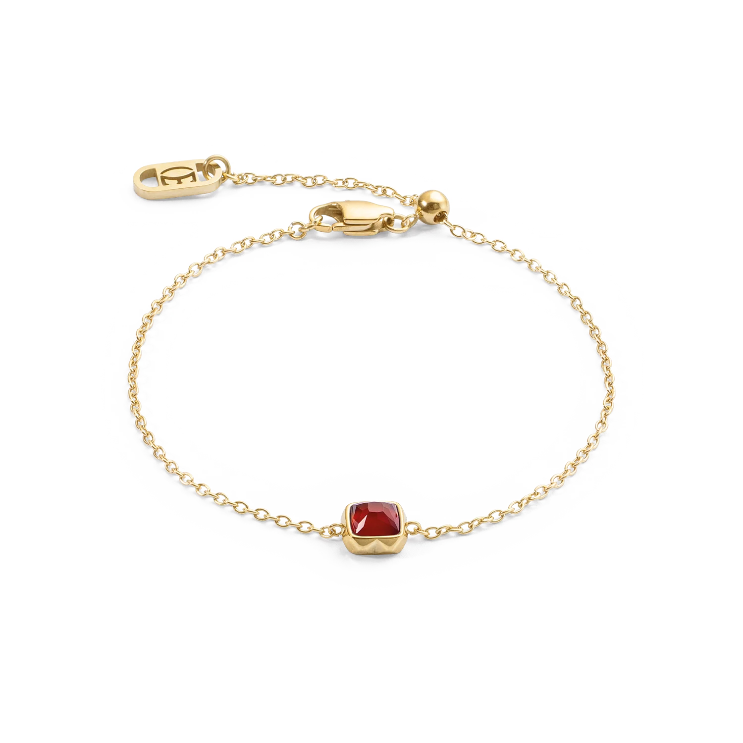 Birthstone January Bracelet Red Agate Gold