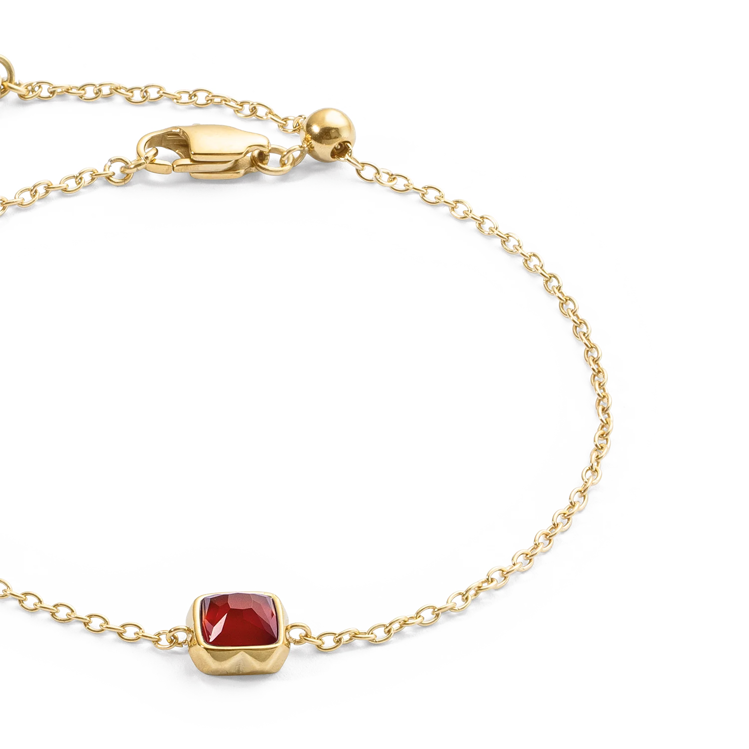 Birthstone January Bracelet Red Agate Gold - Image 2