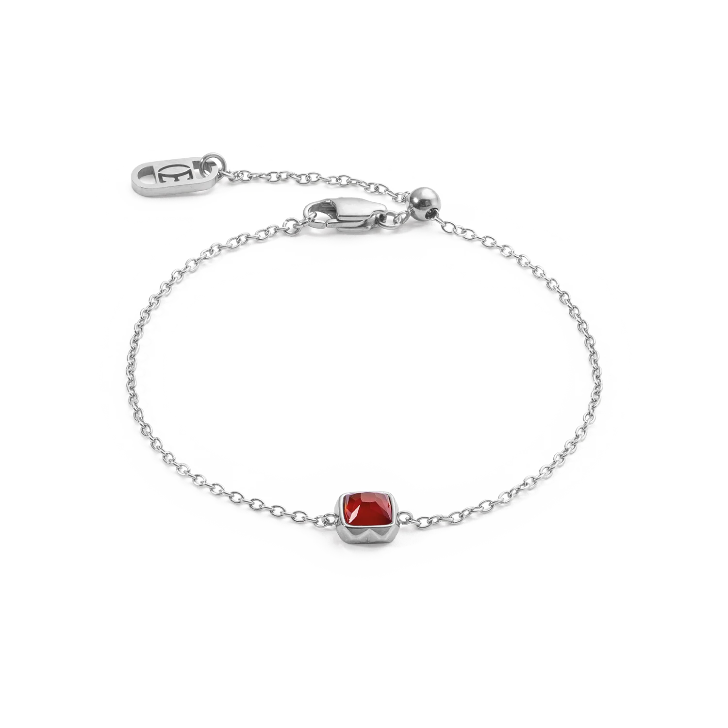 Birthstone January Bracelet Red Agate Silver