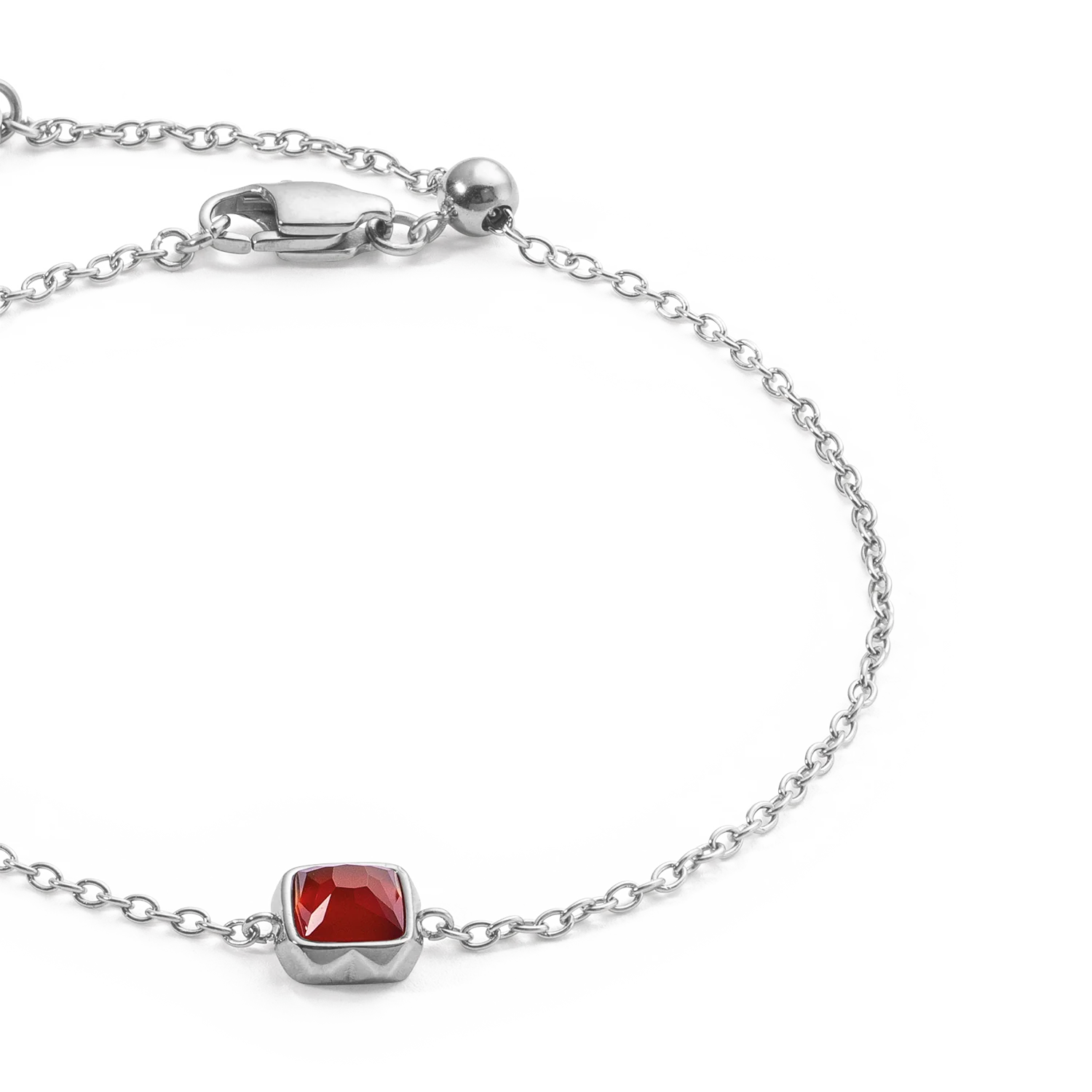 Birthstone January Bracelet Red Agate Silver - Image 2