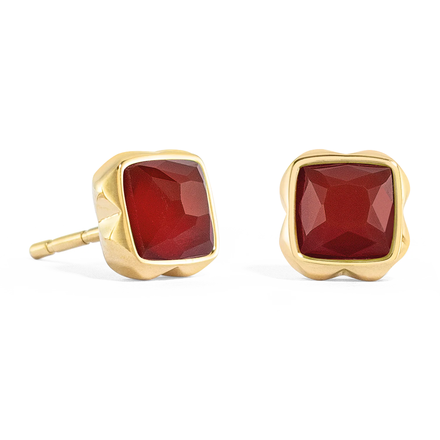 Birthstone January Earrings Red Agate Gold - Image 2