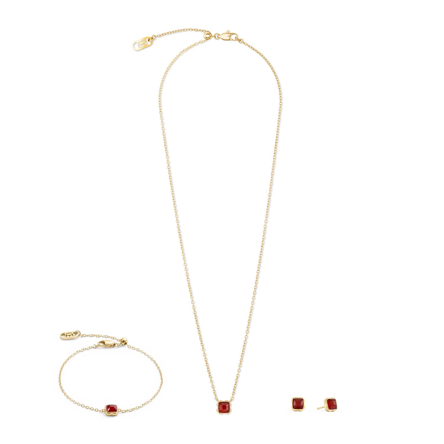 Birthstone January Necklace Red Agate Gold - Image 3