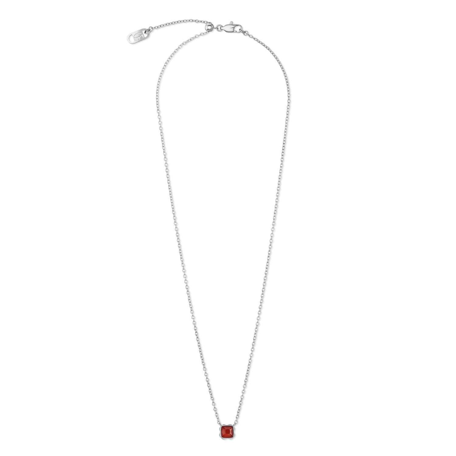 Birthstone January Necklace Red Agate Silver