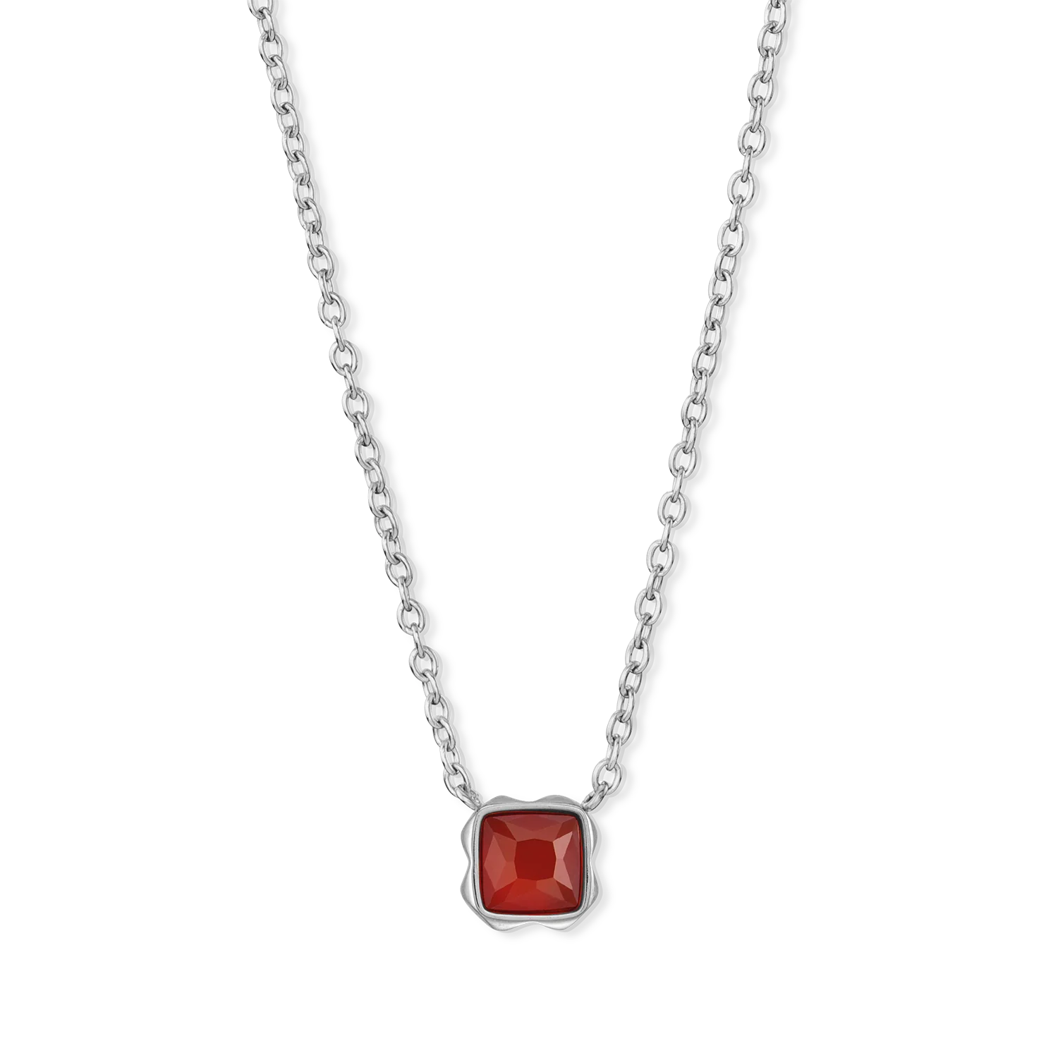 Birthstone January Necklace Red Agate Silver - Image 2