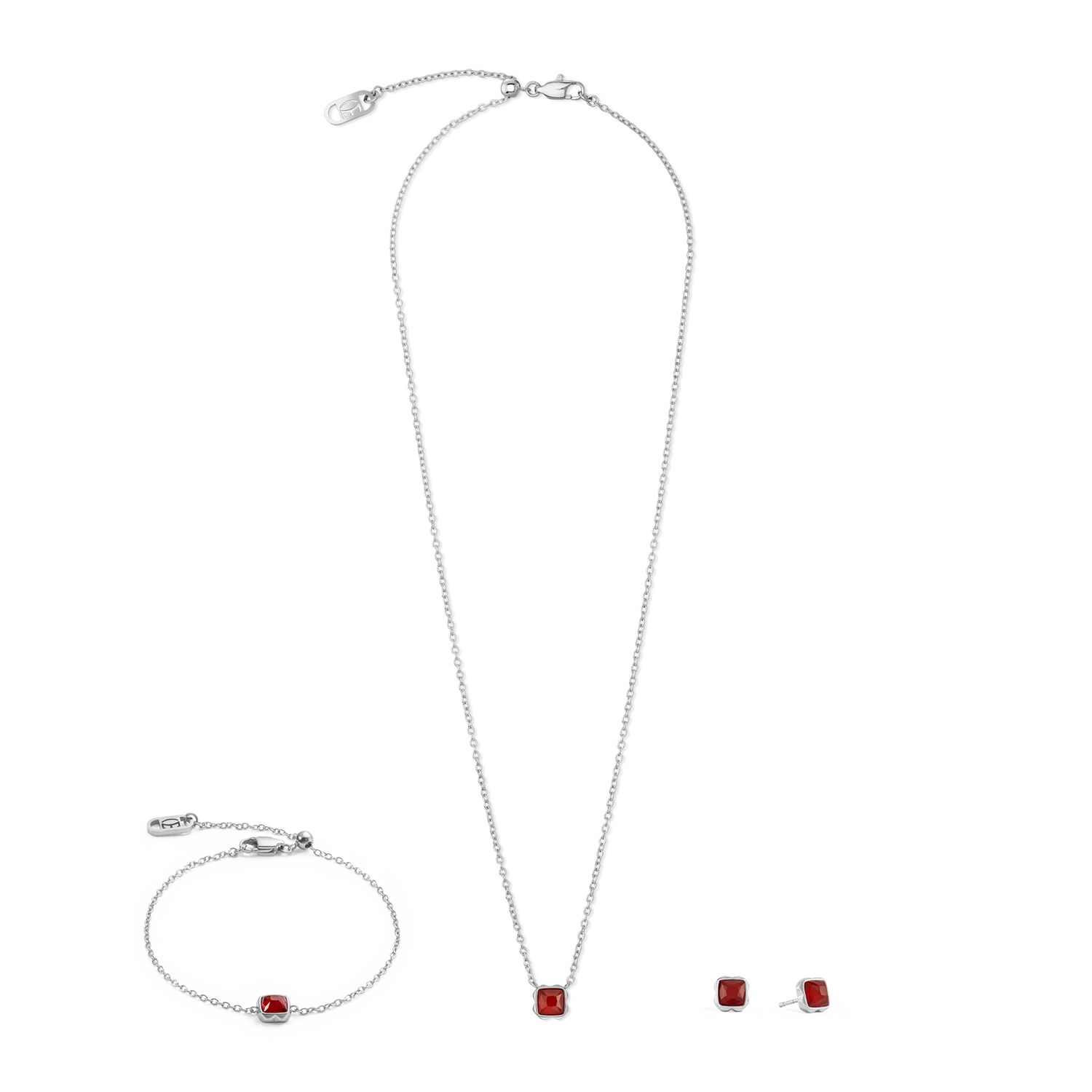 Birthstone January Necklace Red Agate Silver - Image 3