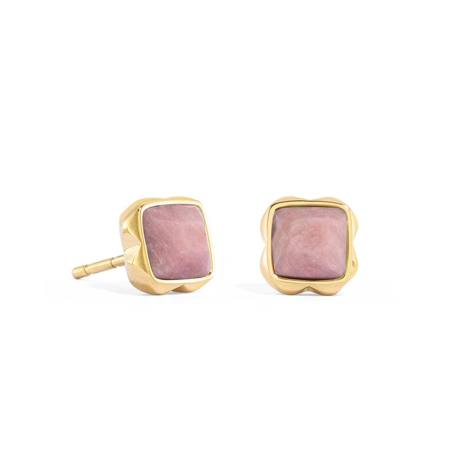Birthstone July Earrings Rhodochrosite Gold