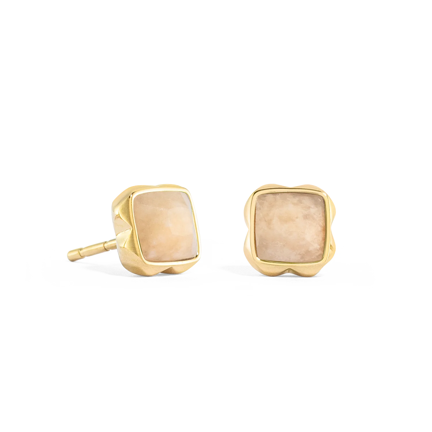 Birthstone June Earrings Cream Jade Gold