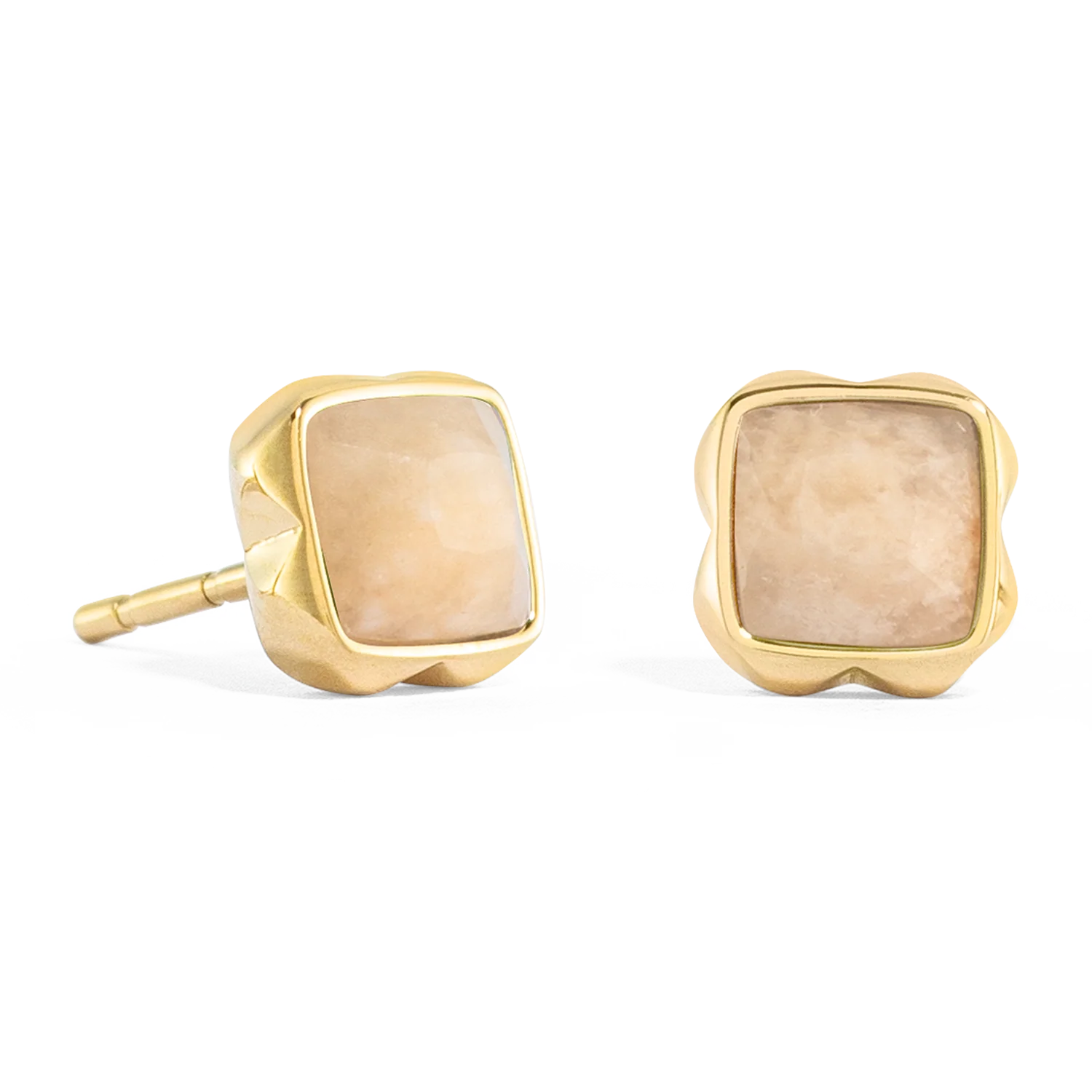 Birthstone June Earrings Cream Jade Gold - Image 2