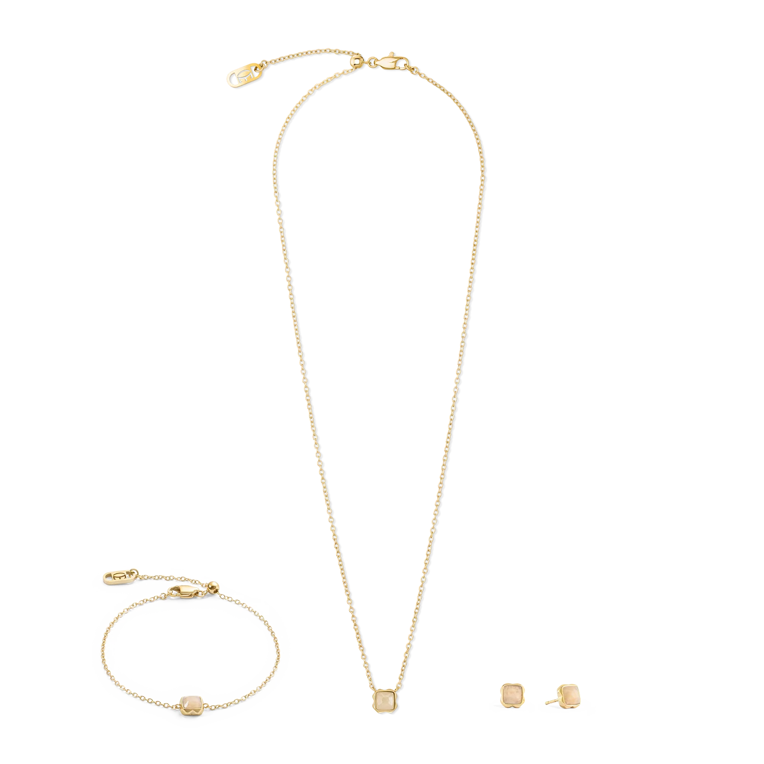 Birthstone June Necklace Cream Jade Gold - Image 3