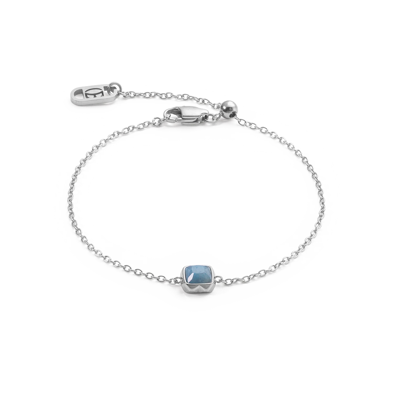 Birthstone March Bracelet Blue Aventurine Silver