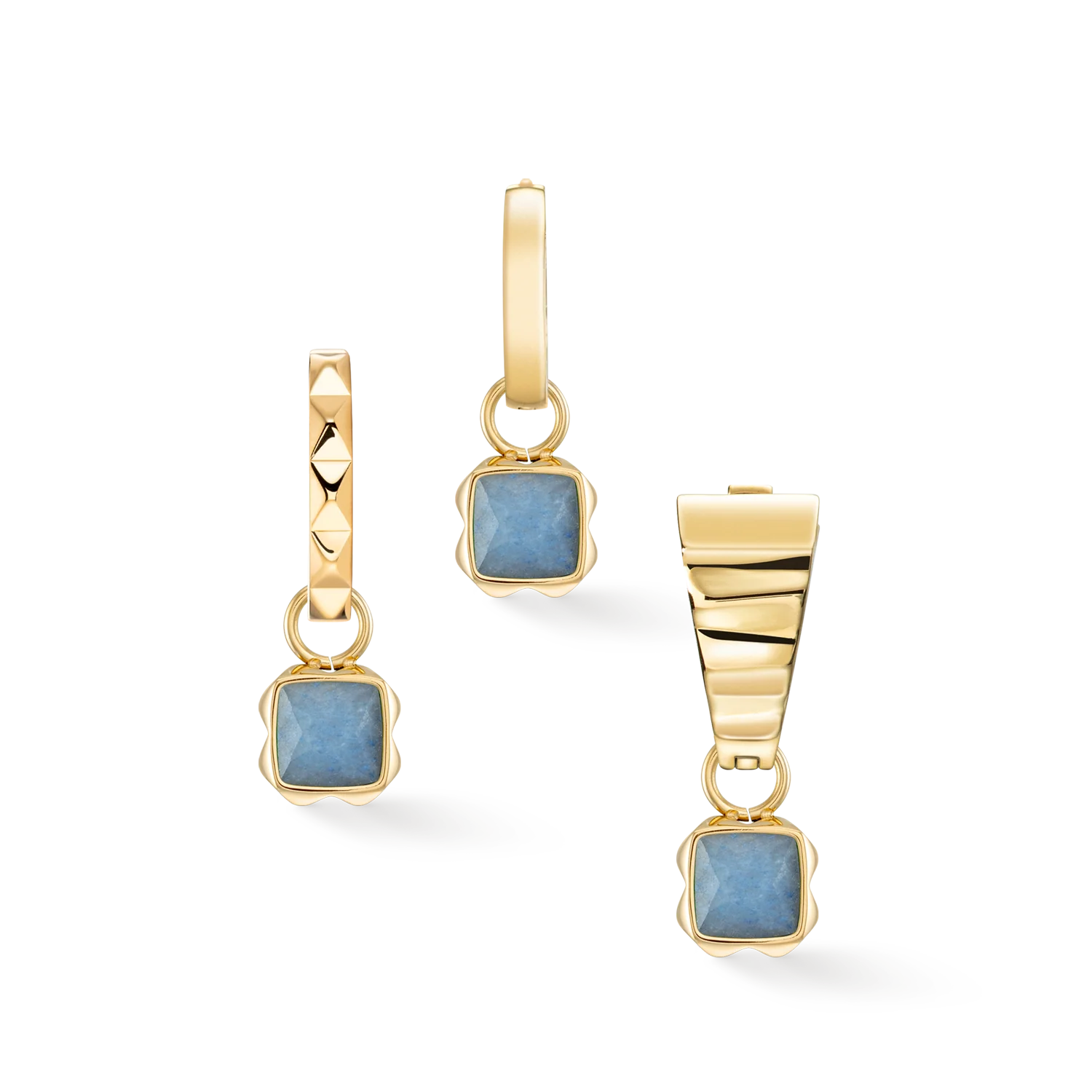 Birthstone March Charm Blue Aventurine Gold - Image 3