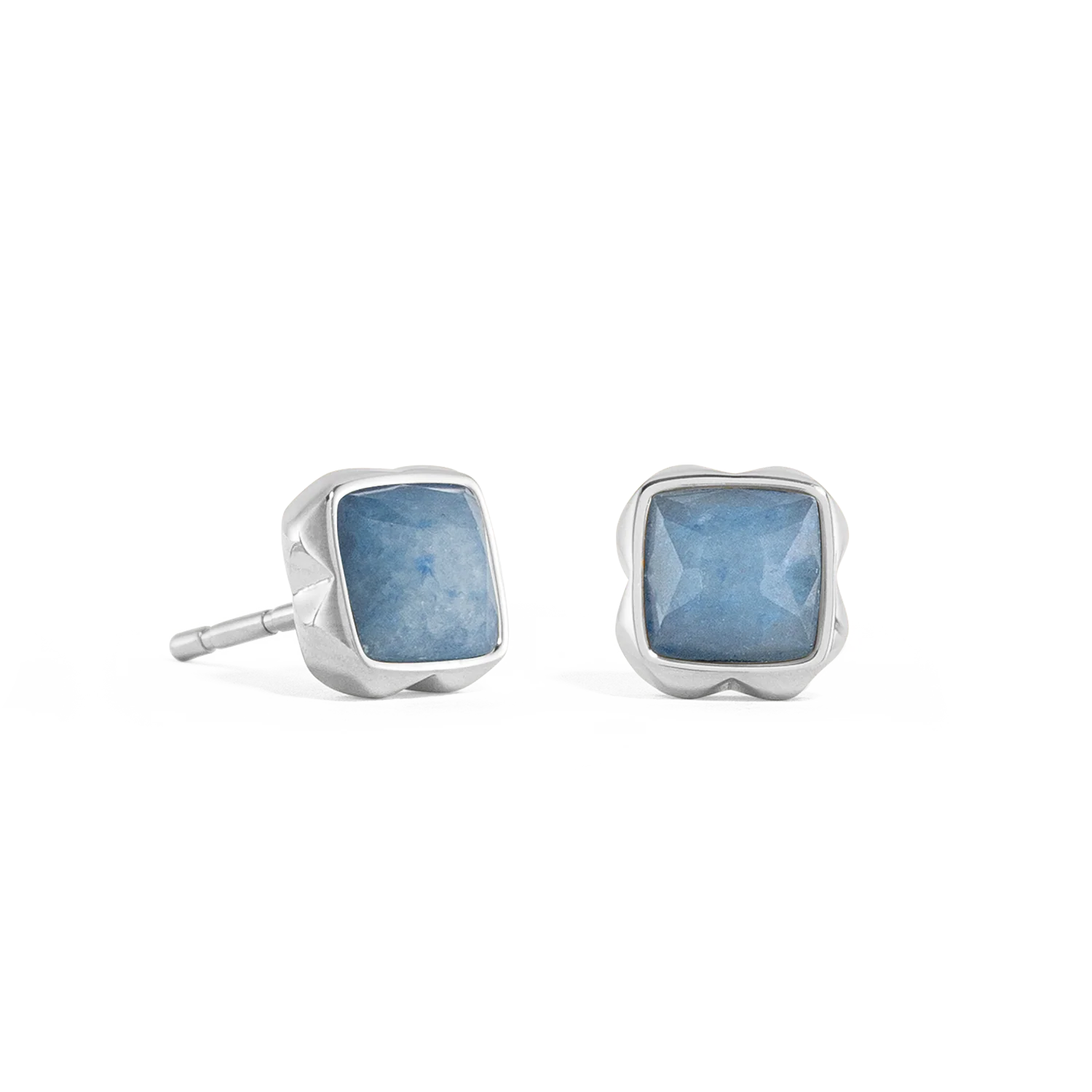 Birthstone March Earrings Blue Aventurine Silver