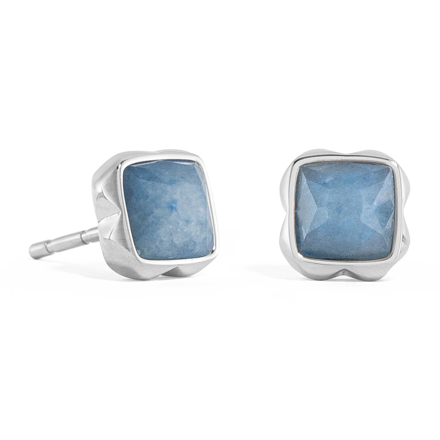 Birthstone March Earrings Blue Aventurine Silver - Image 2