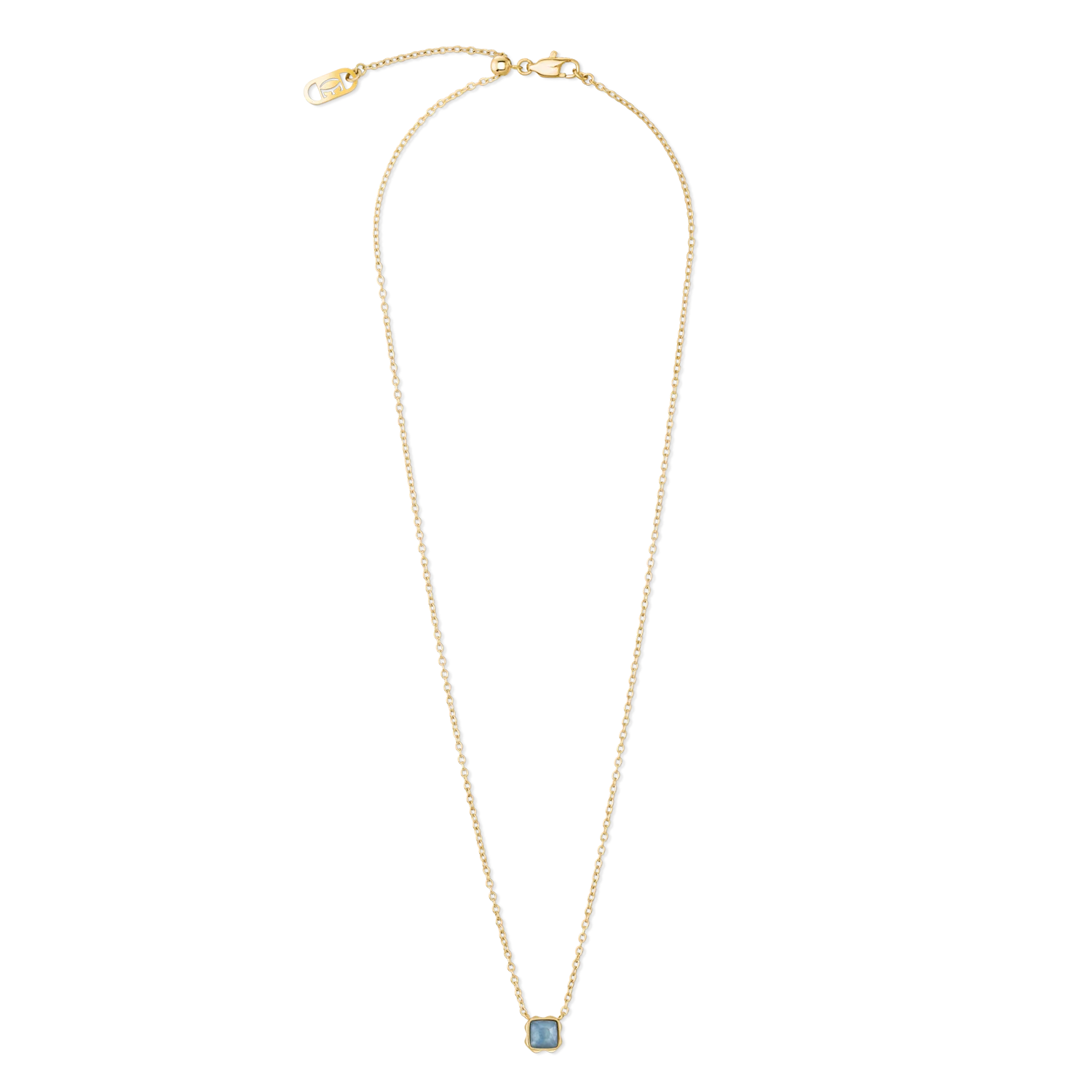 Birthstone March Necklace Blue Aventurine Gold