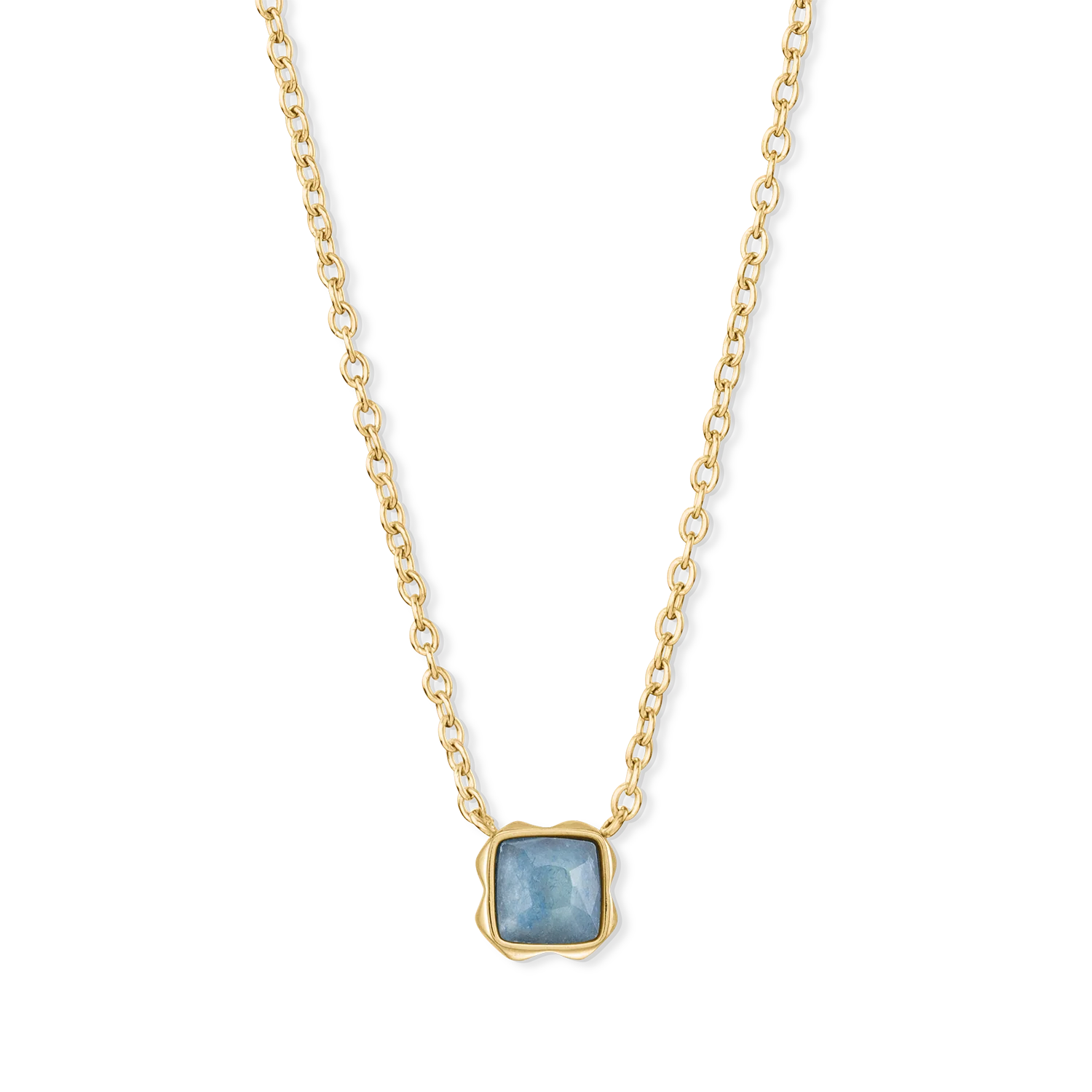 Birthstone March Necklace Blue Aventurine Gold - Image 2