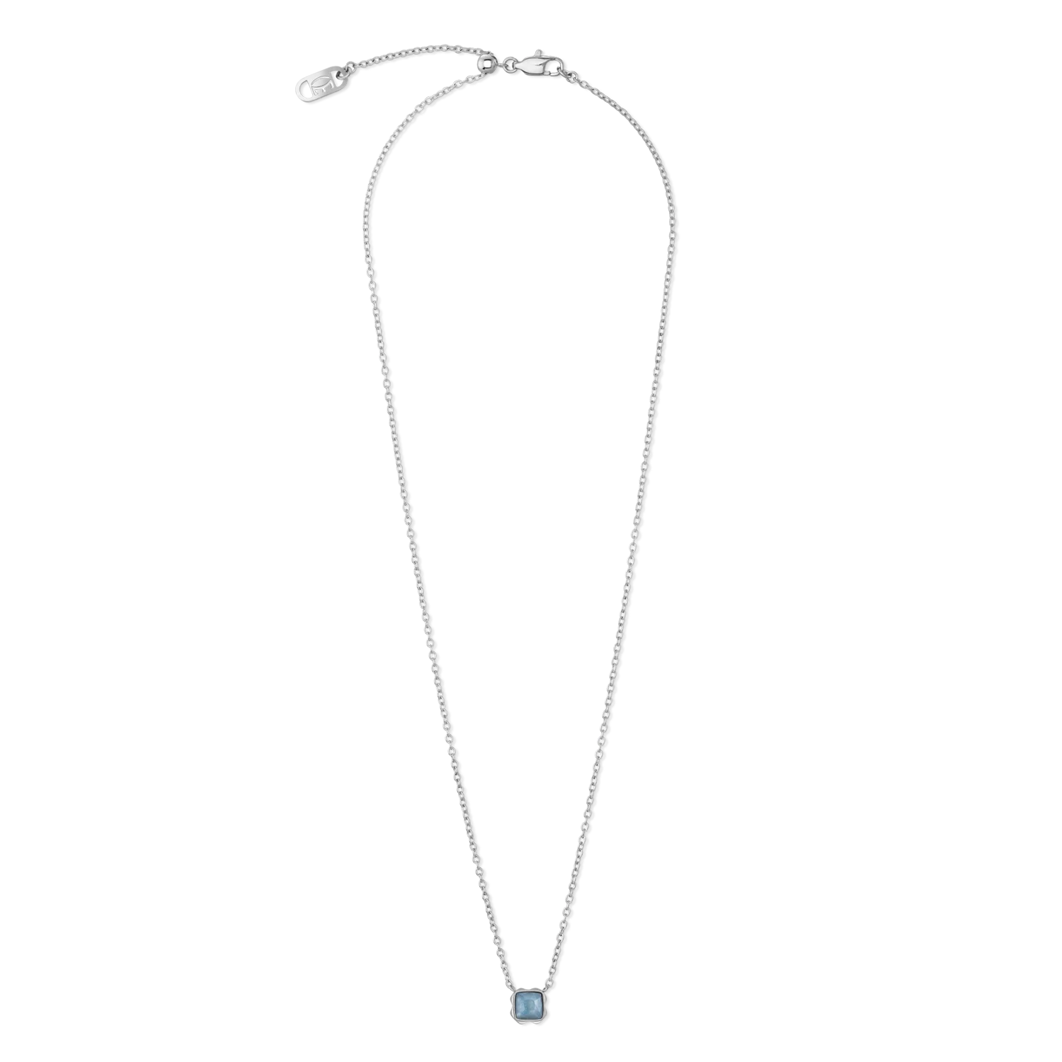 Birthstone March Necklace Blue Aventurine Silver