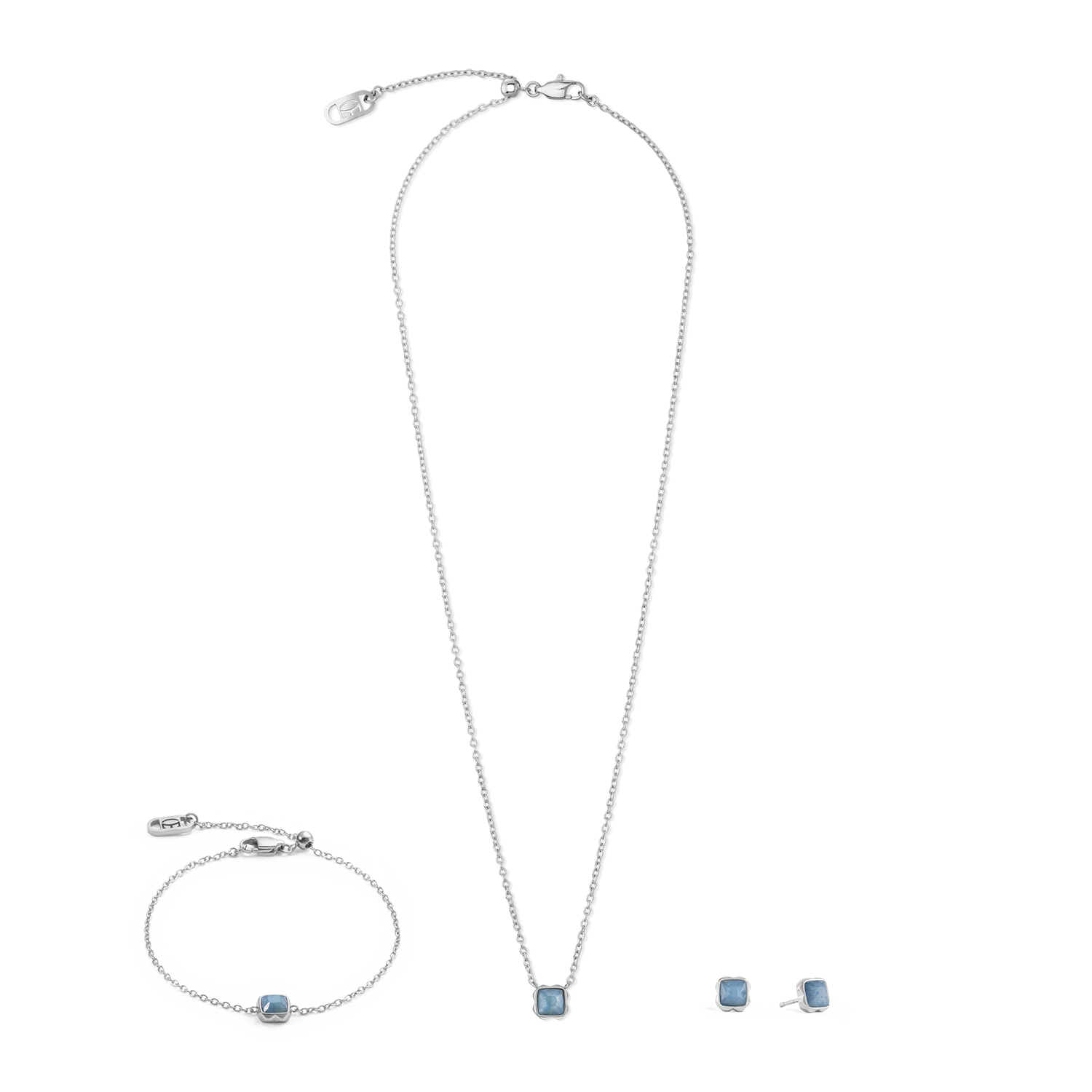 Birthstone March Necklace Blue Aventurine Silver - Image 3