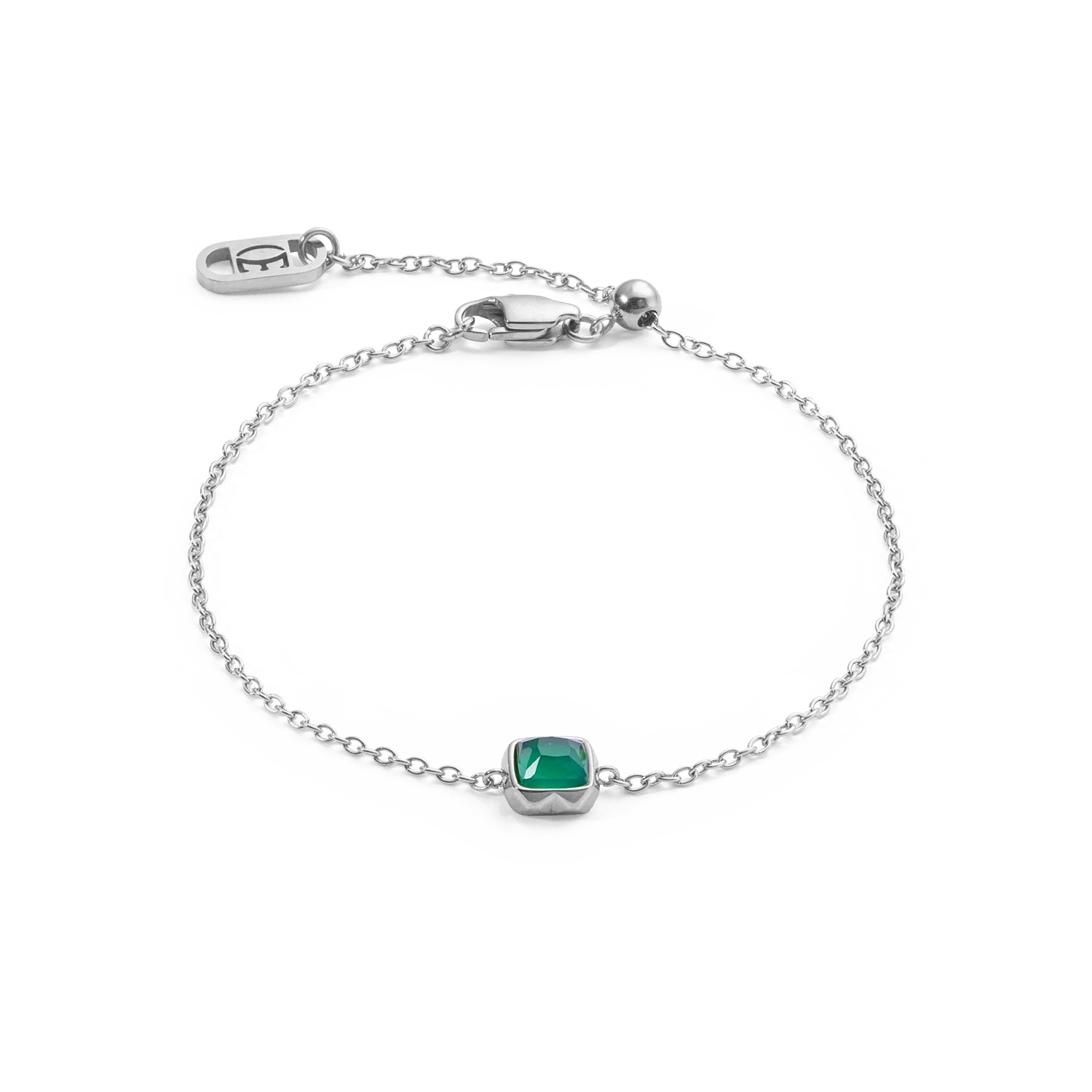 Birthstone May Bracelet Green Agate Silver