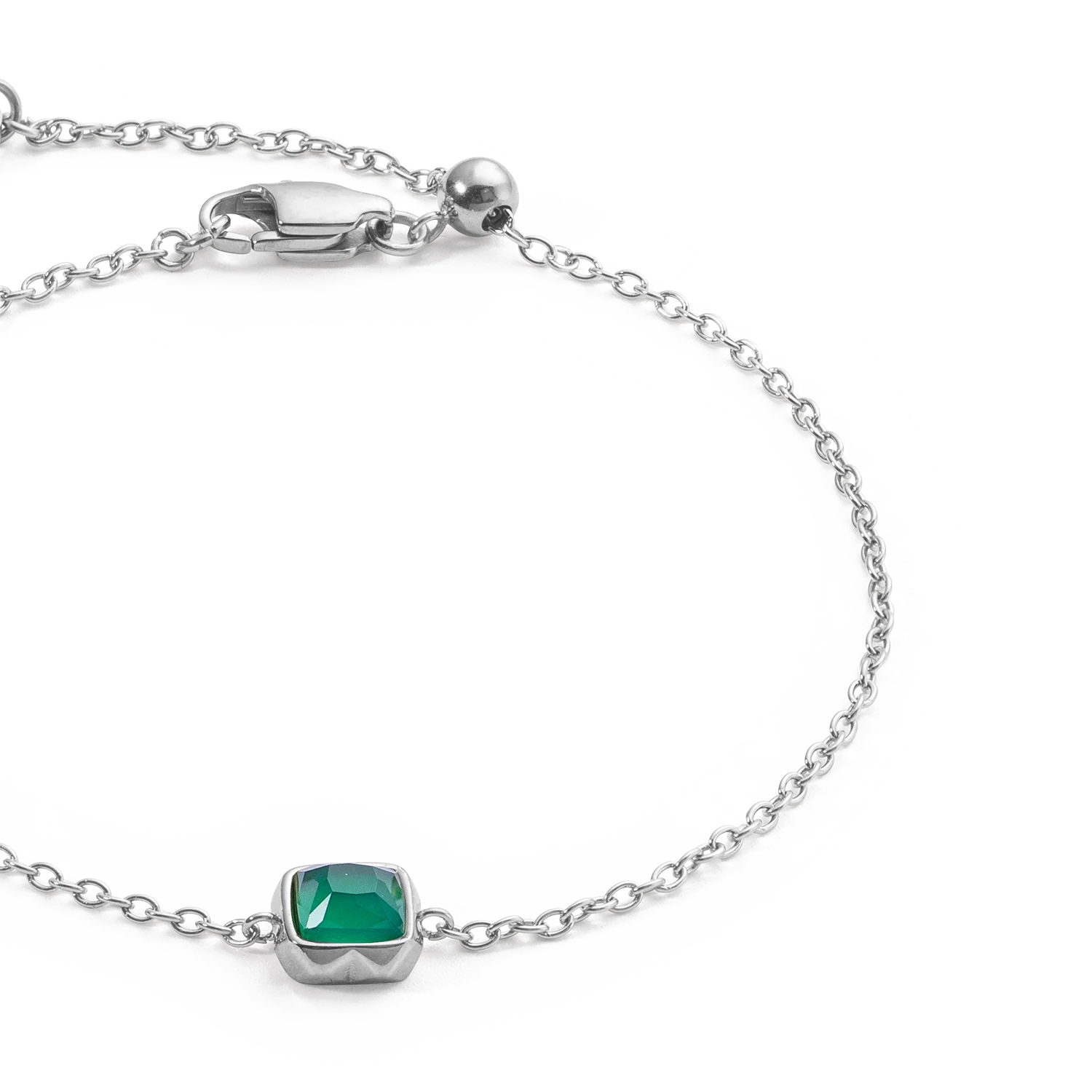 Birthstone May Bracelet Green Agate Silver - Image 2