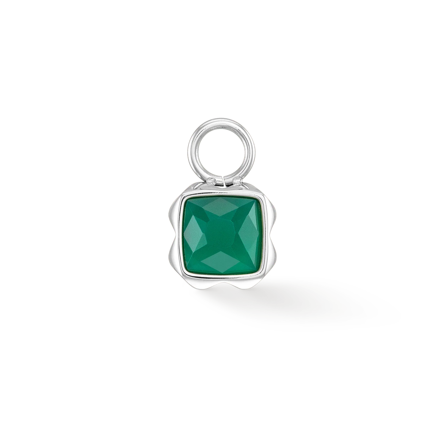 Birthstone May Charm Green Agate Silver