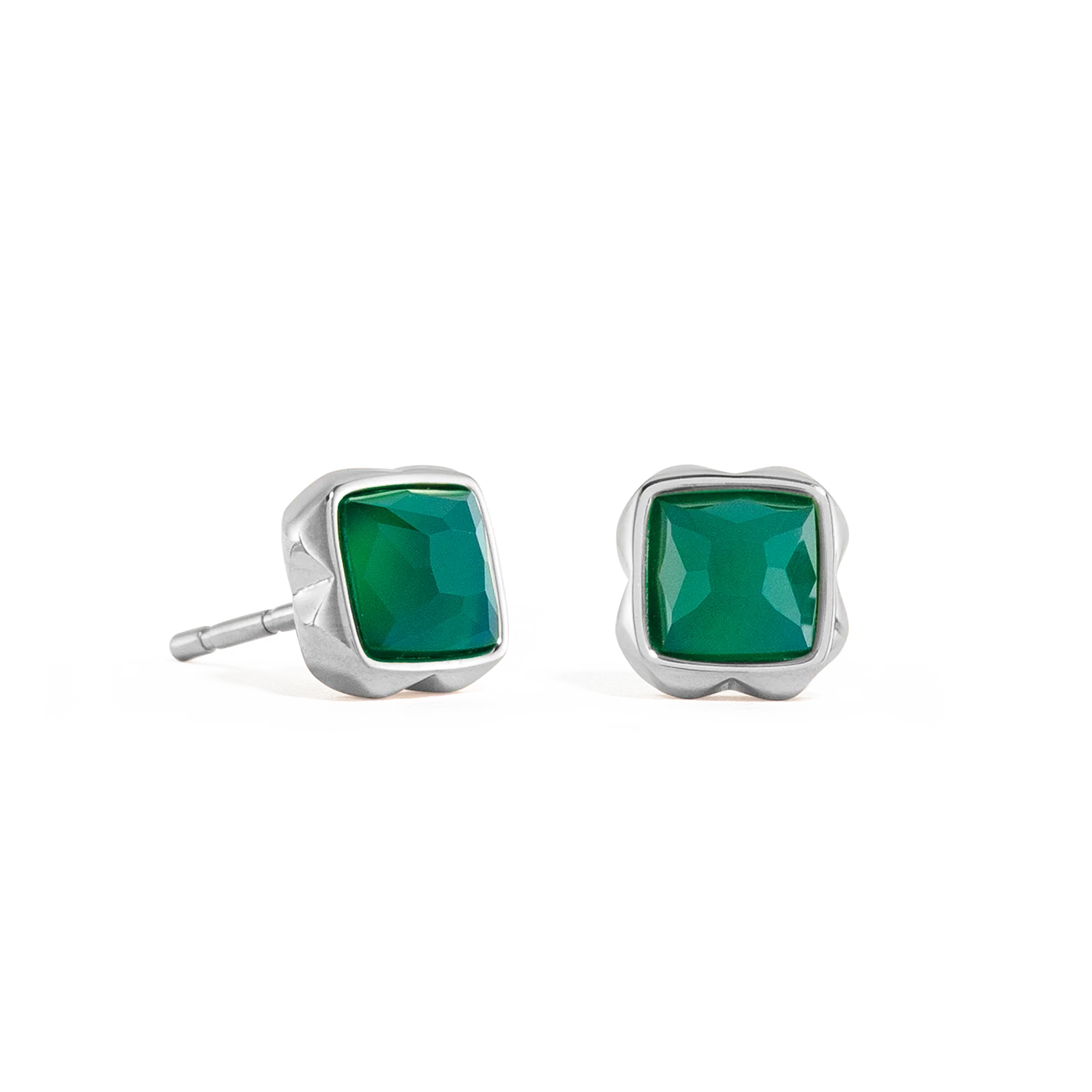 Birthstone May Earrings Green Agate Silver