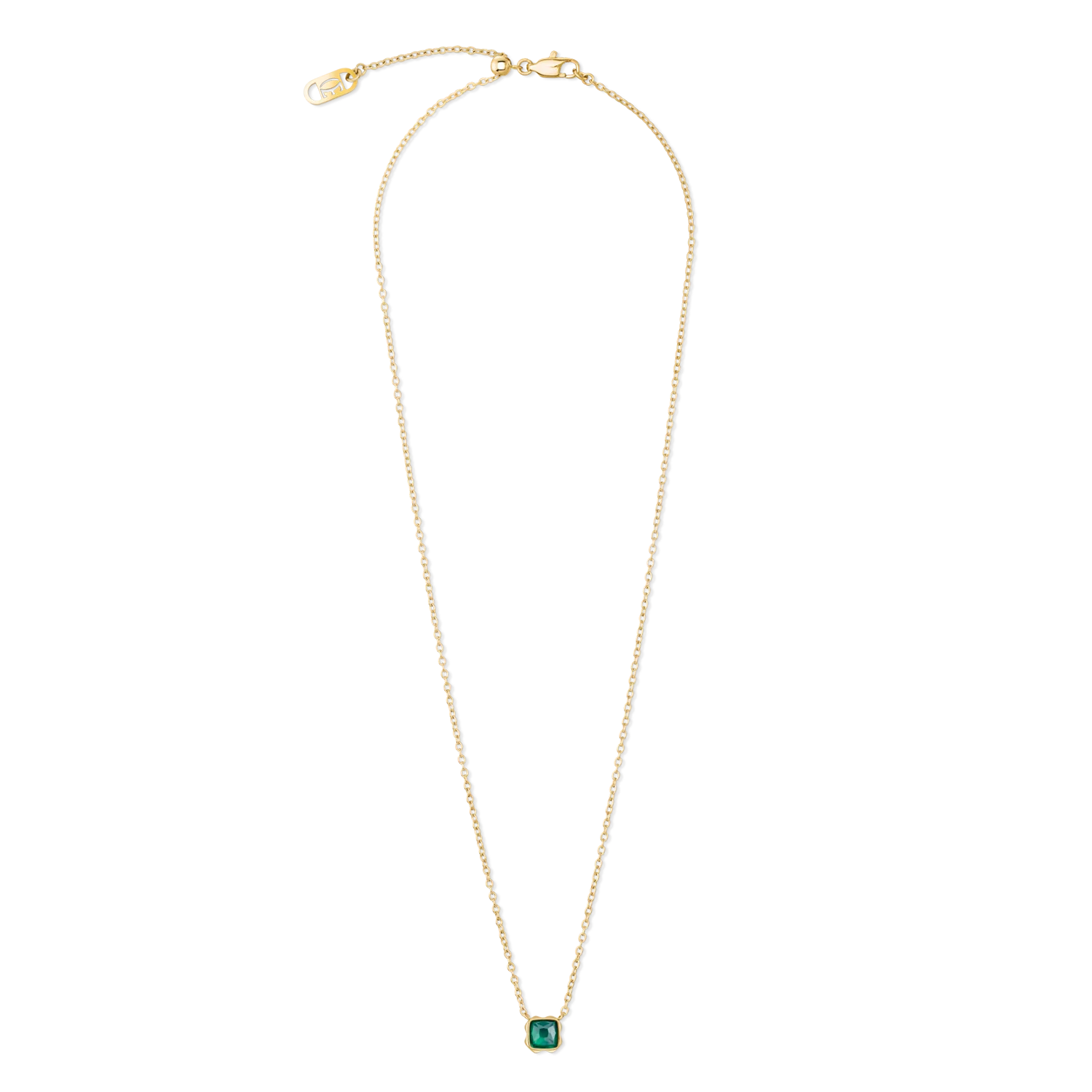 Birthstone May Necklace Green Agate Gold