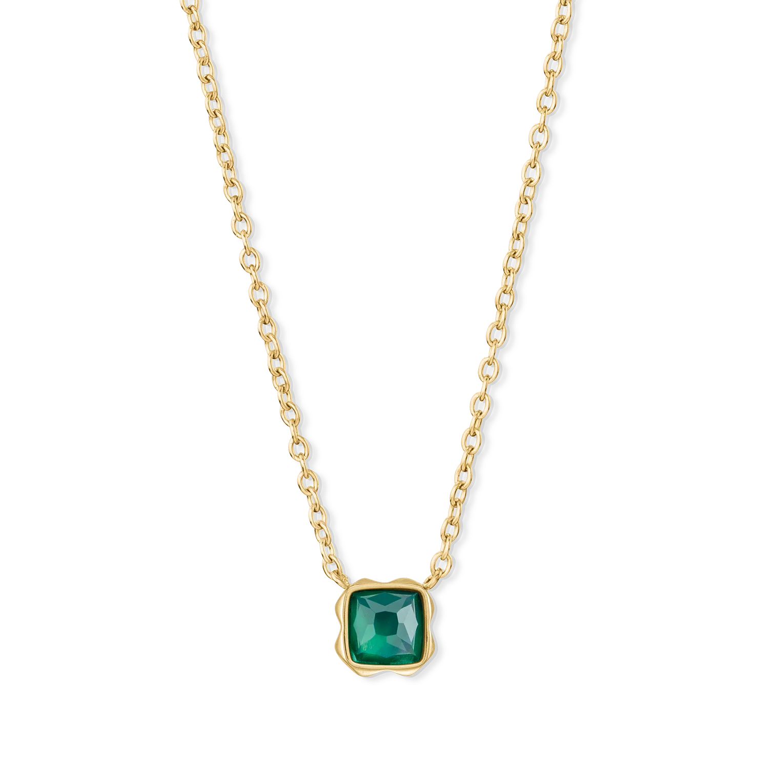 Birthstone May Necklace Green Agate Gold - Image 2