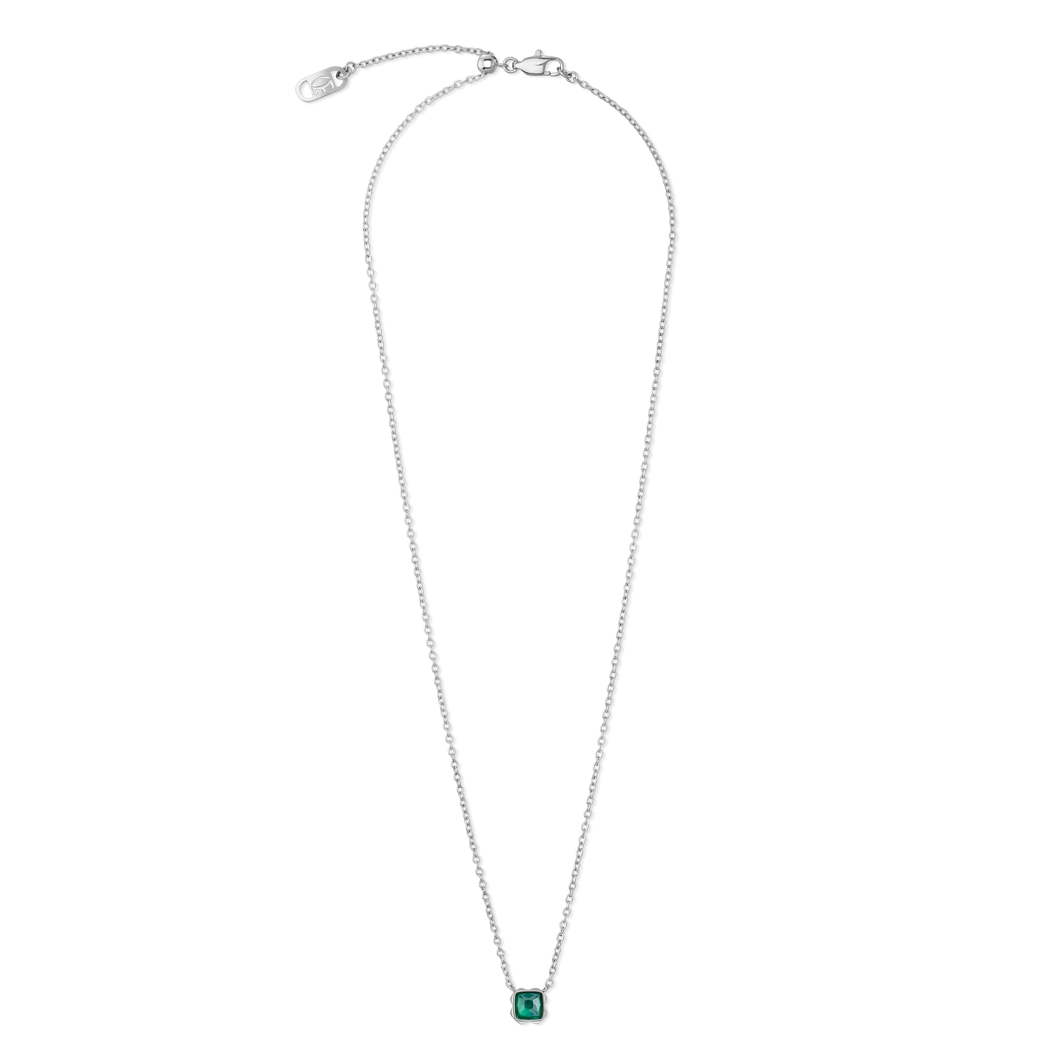 Birthstone May Necklace Green Agate Silver
