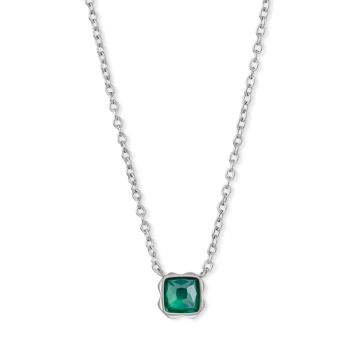 Birthstone May Necklace Green Agate Silver - Image 2