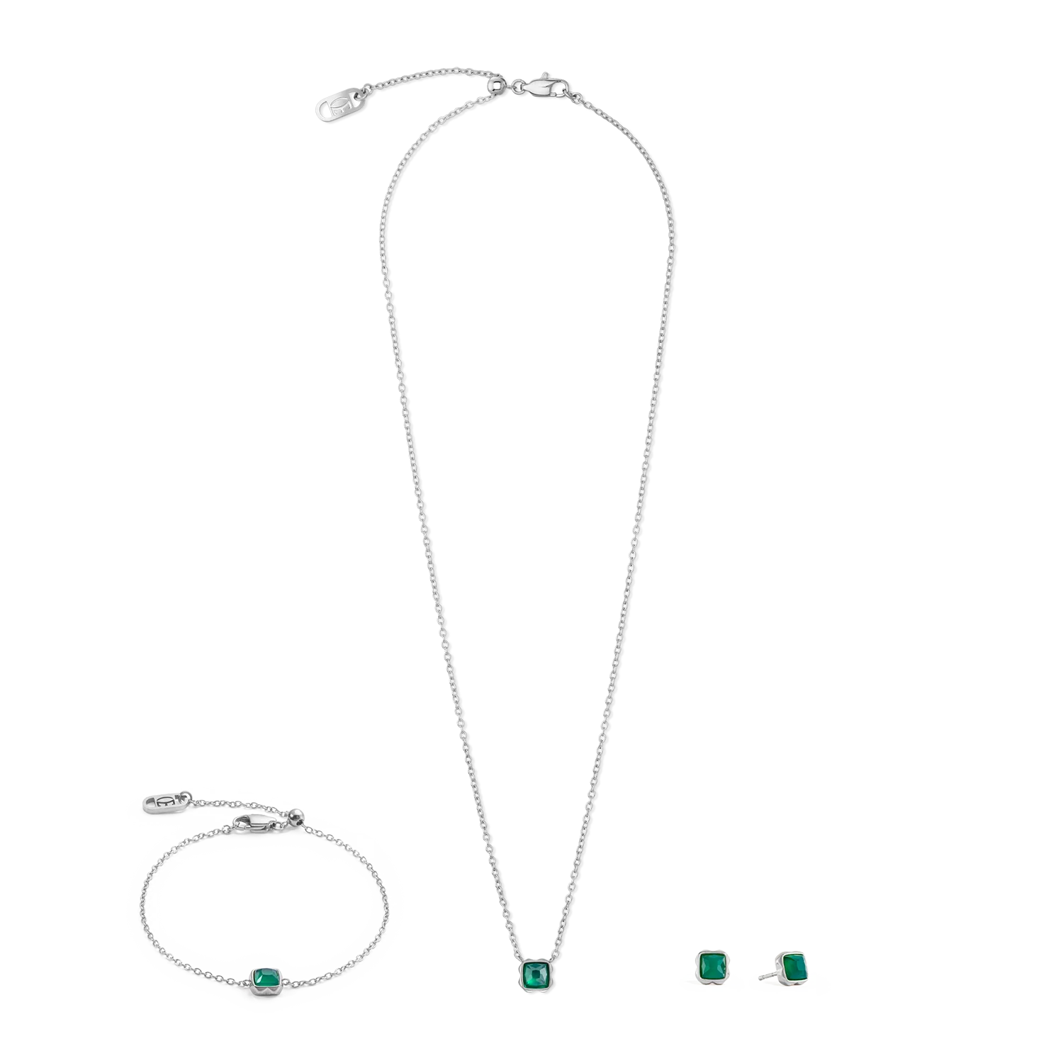 Birthstone May Necklace Green Agate Silver - Image 3