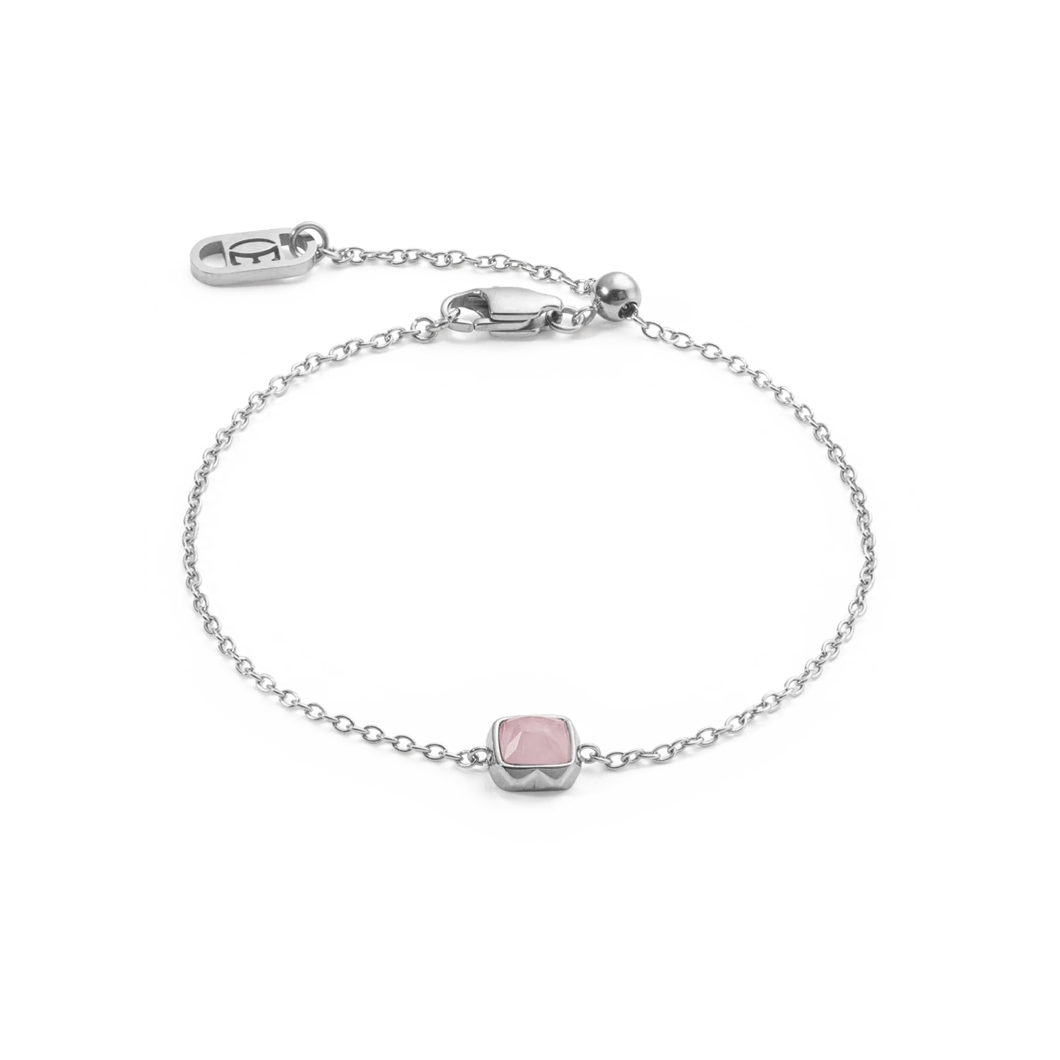 Birthstone October Bracelet Rose Quartz Silver