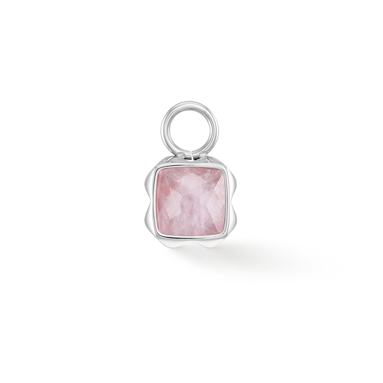 Birthstone October Charm Rose Quartz Silver