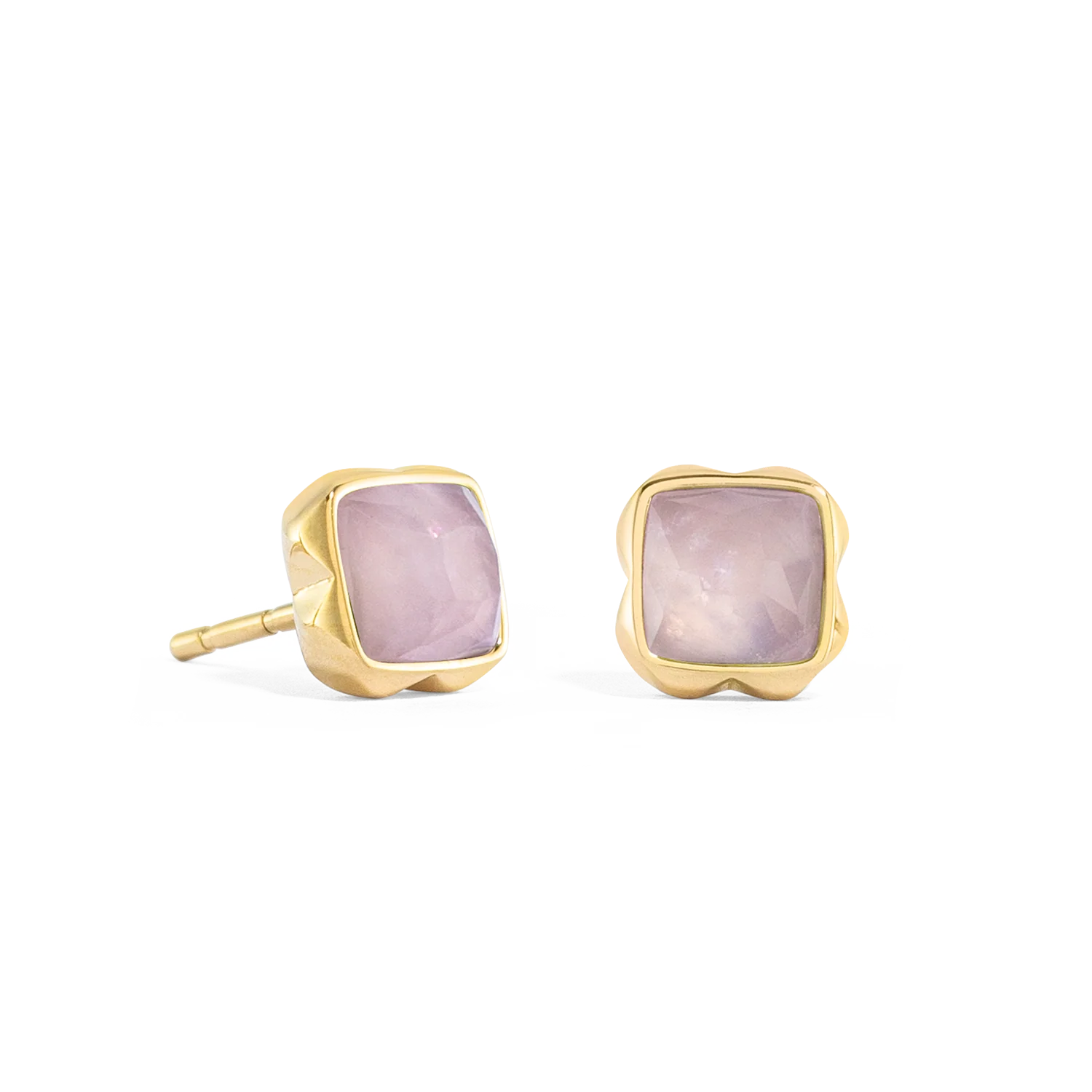 Birthstone October Earrings Rose Quartz Gold