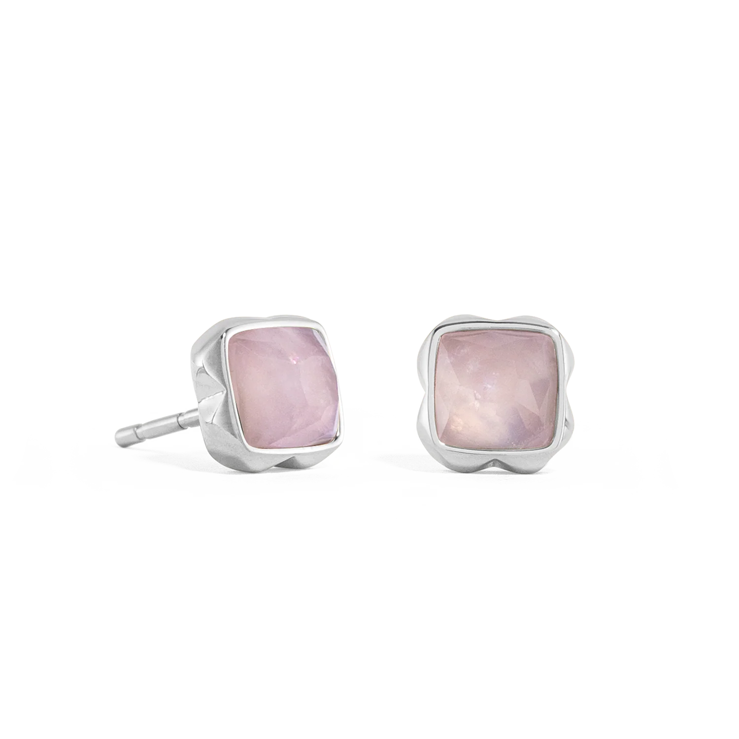 Birthstone October Earrings Rose Quartz Silver