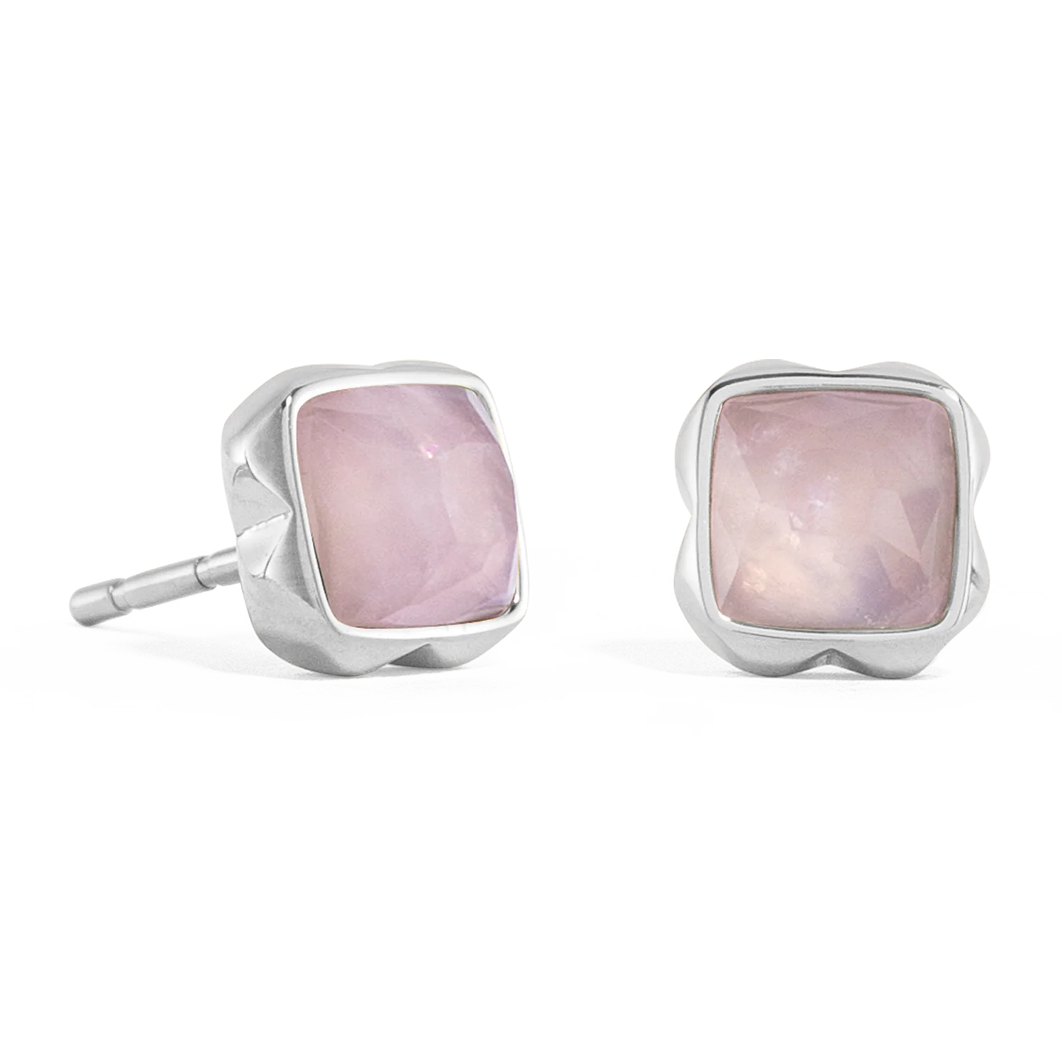 Birthstone October Earrings Rose Quartz Silver - Image 2