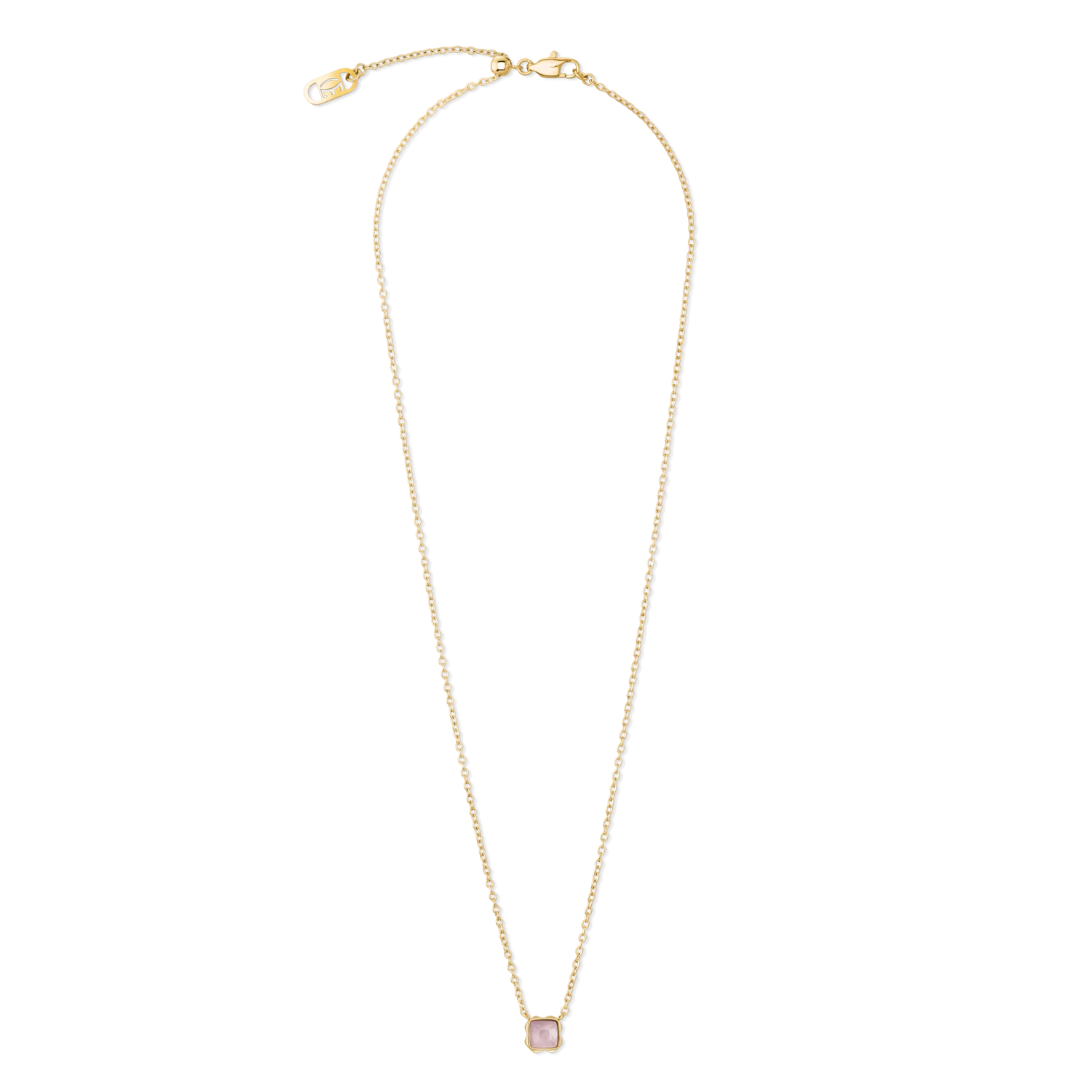 Birthstone October Necklace Rose Quartz Gold