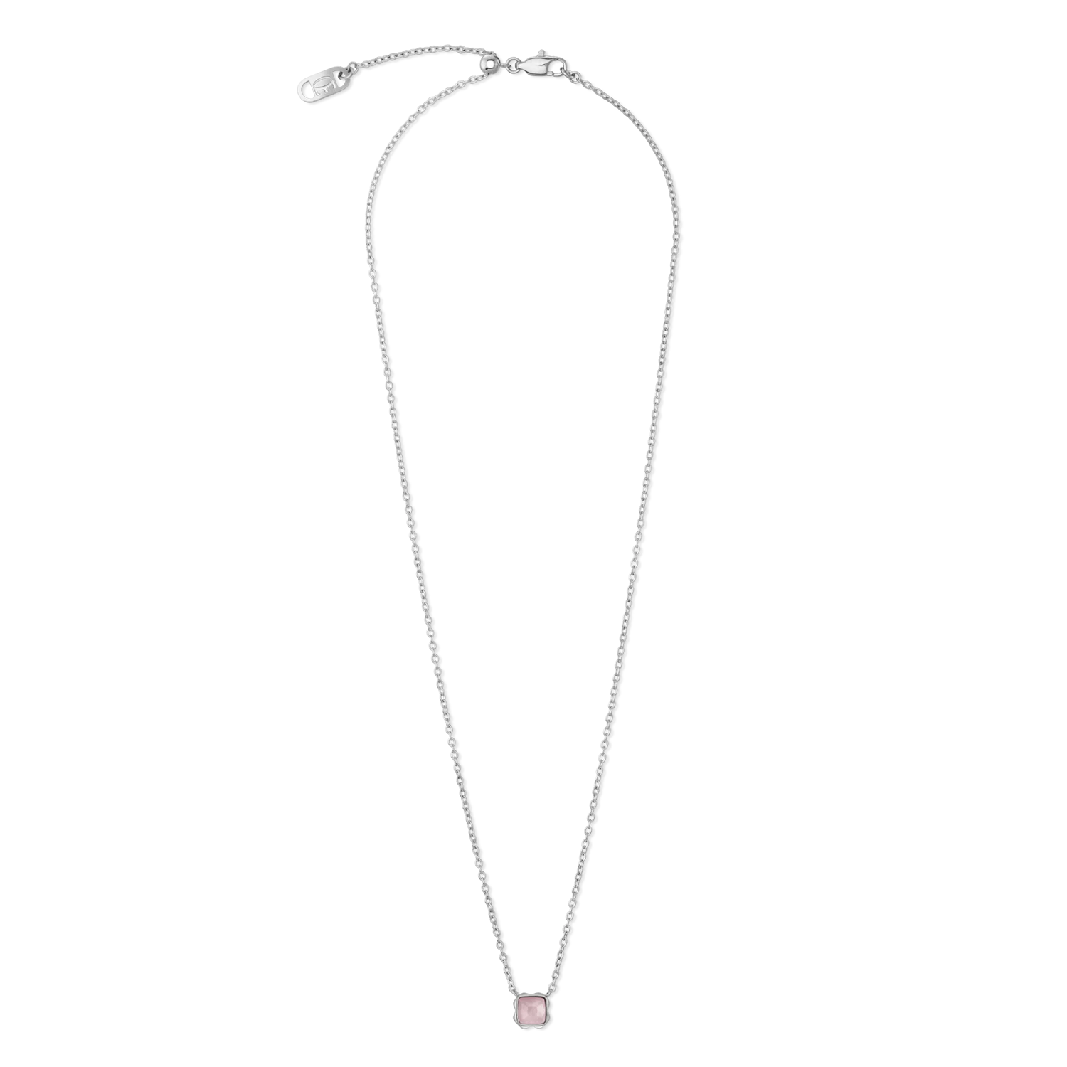 Birthstone October Necklace Rose Quartz Silver