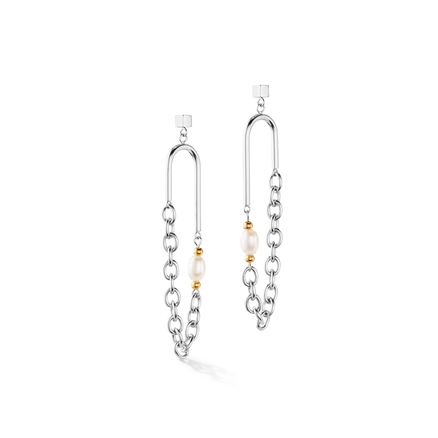Boho earrings freshwater pearls silver & multicolour
